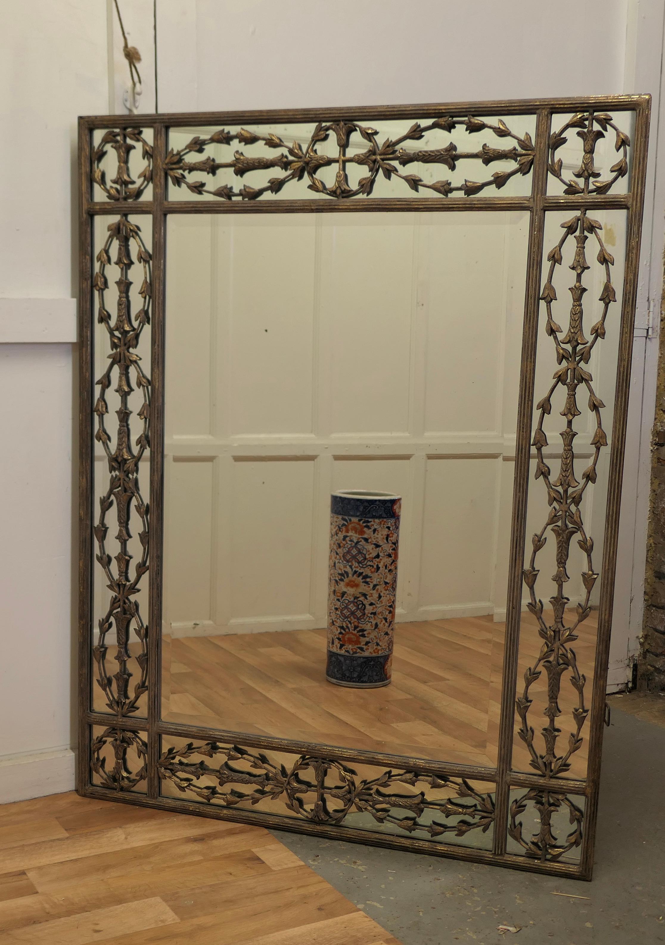 Metal Large Decorative Gilt Wall Mirror    For Sale