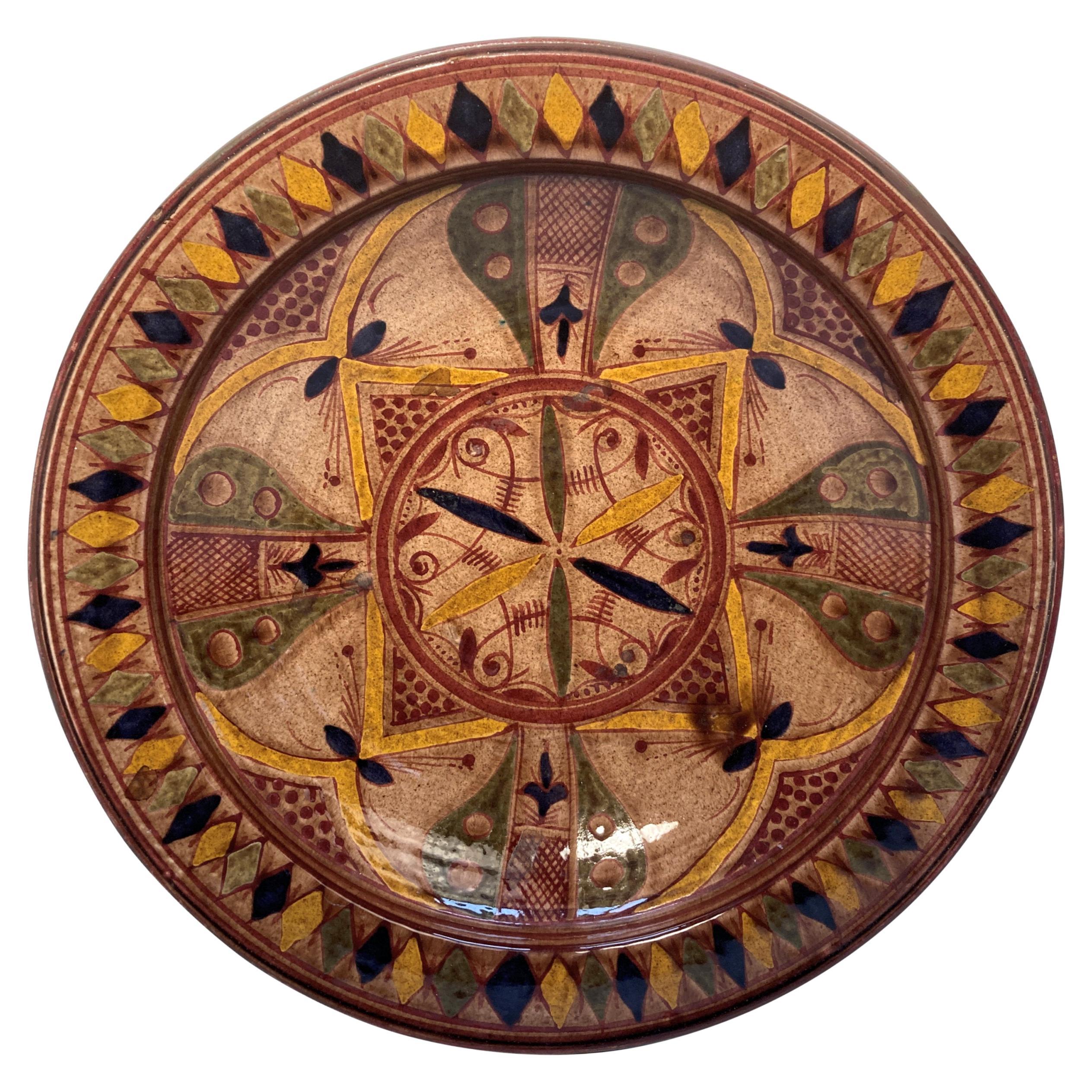 Large Decorative Glazed Moroccan Bowl For Sale