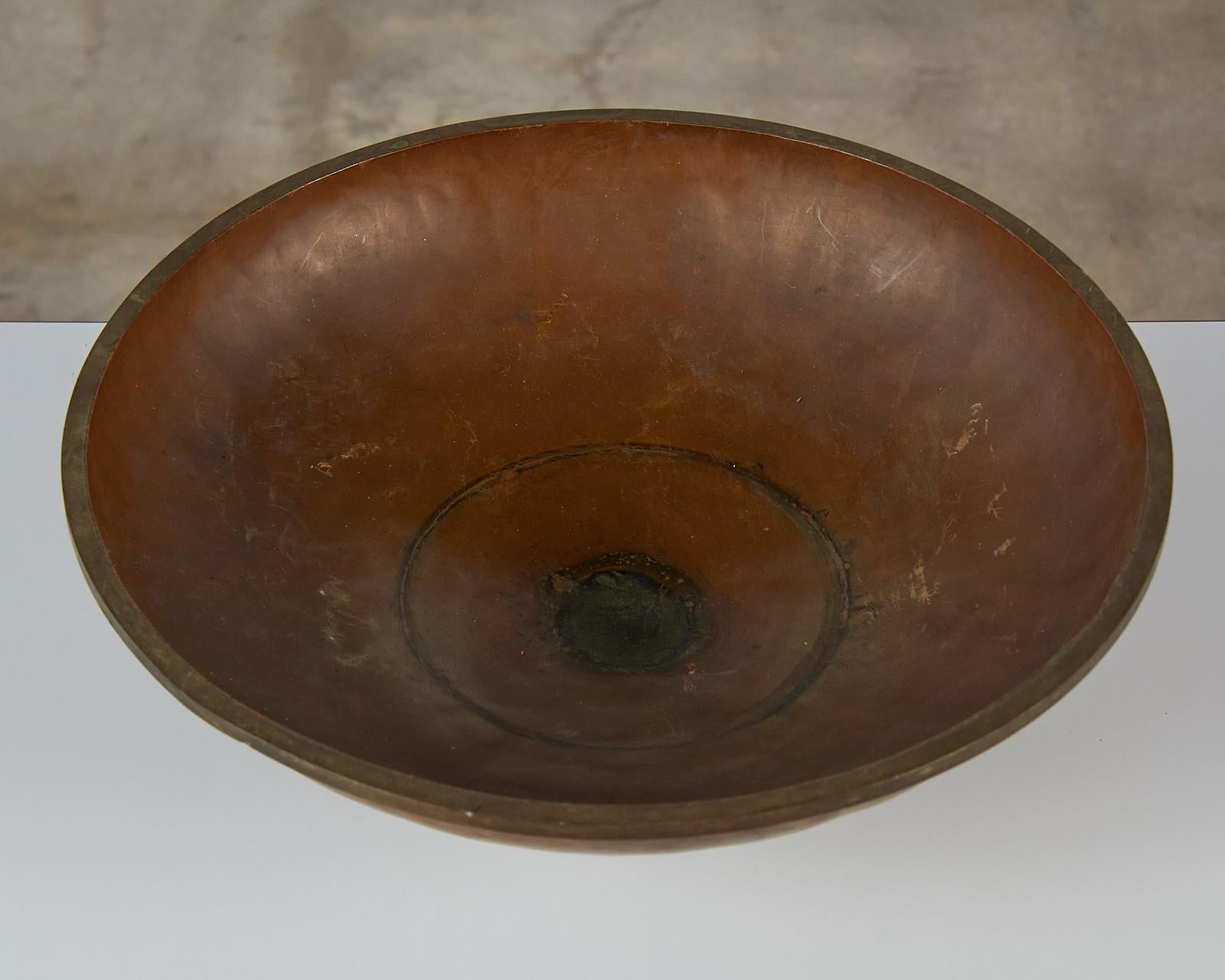 Mid-Century Modern Large Decorative Hammered Copper Bowl