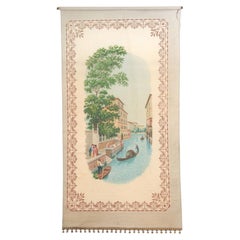 Large Decorative Hanging Canvas with Venetian Scene, 20th Century Italy