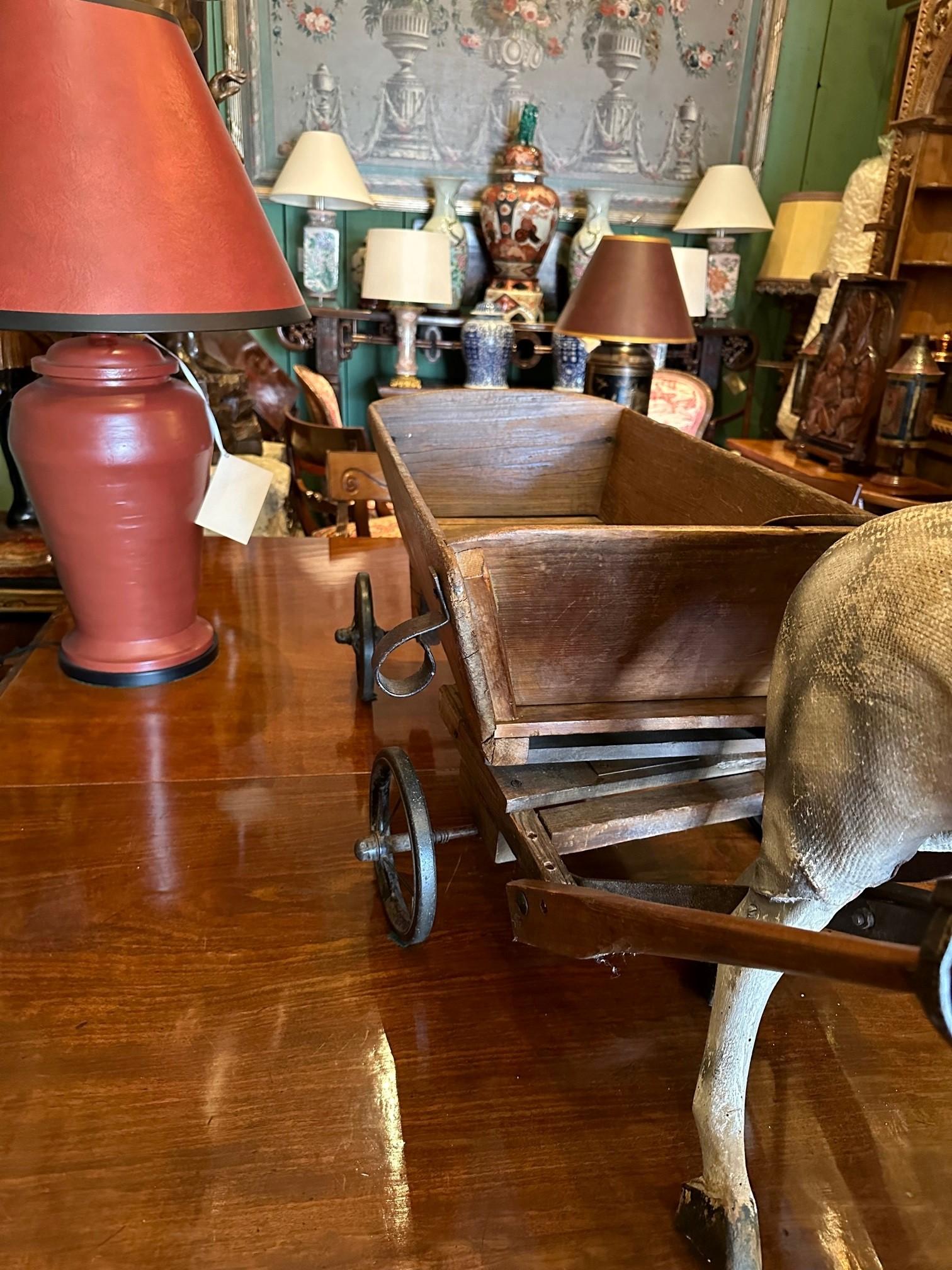 Large Decorative Horse and Carved wood Toy Wagon Cart Antique Dealer Los Angeles 8