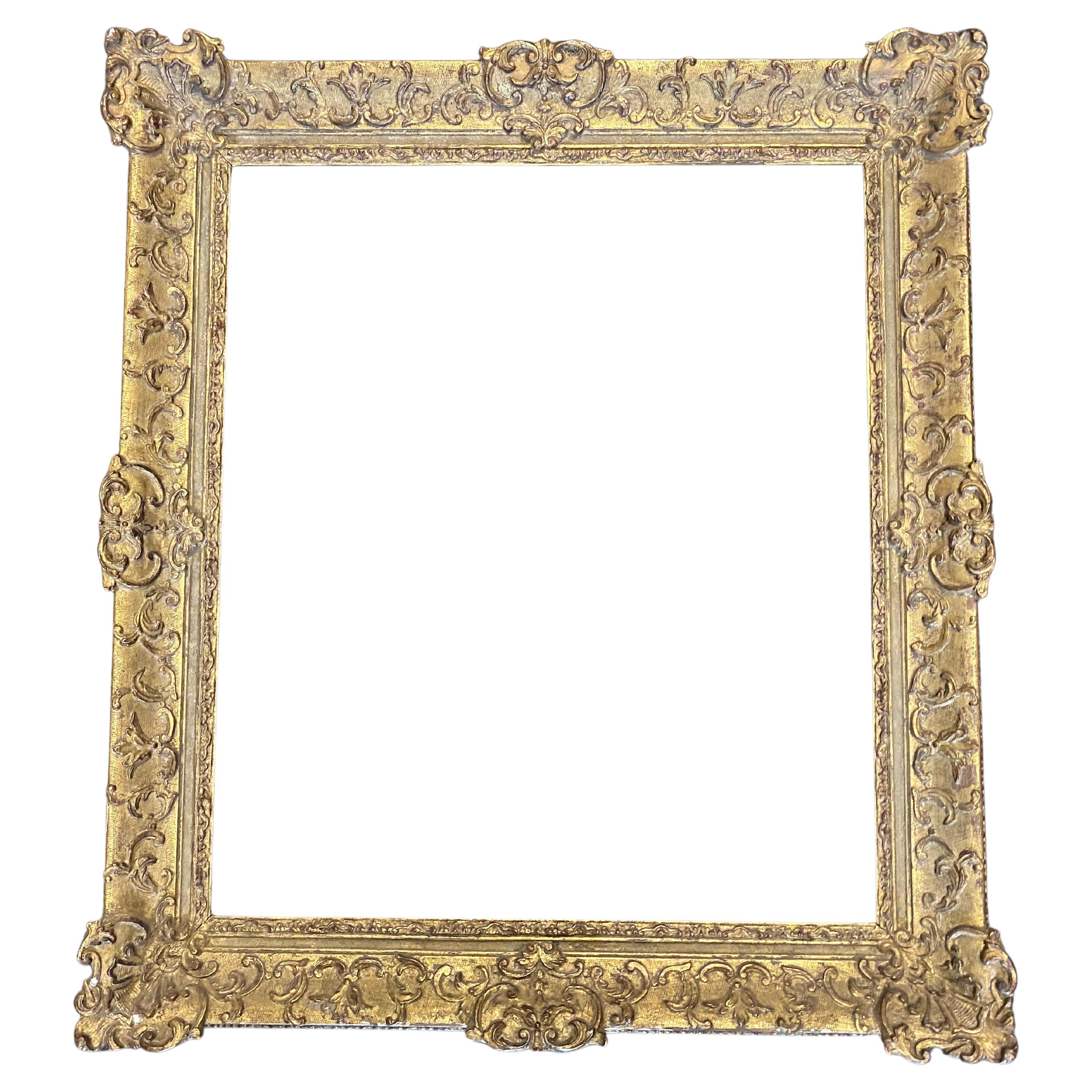Large, Decorative Impressionist Wooden Frame, France Around 1880 For Sale