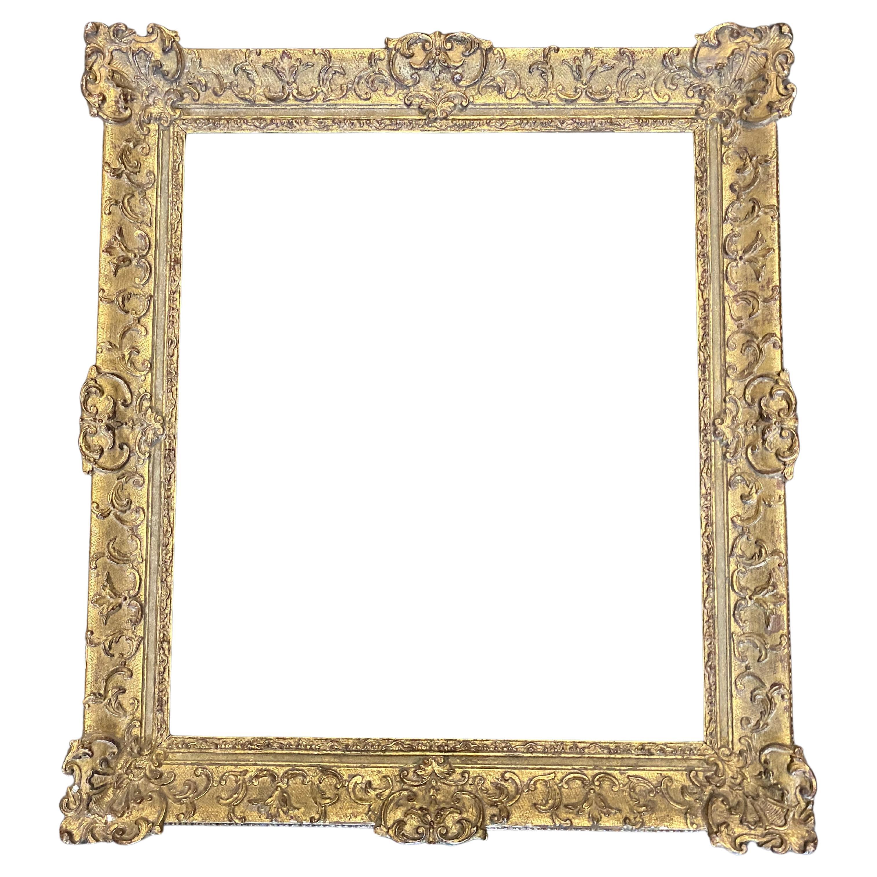 Large, Decorative Impressionist Wooden Frame, France Around 1880