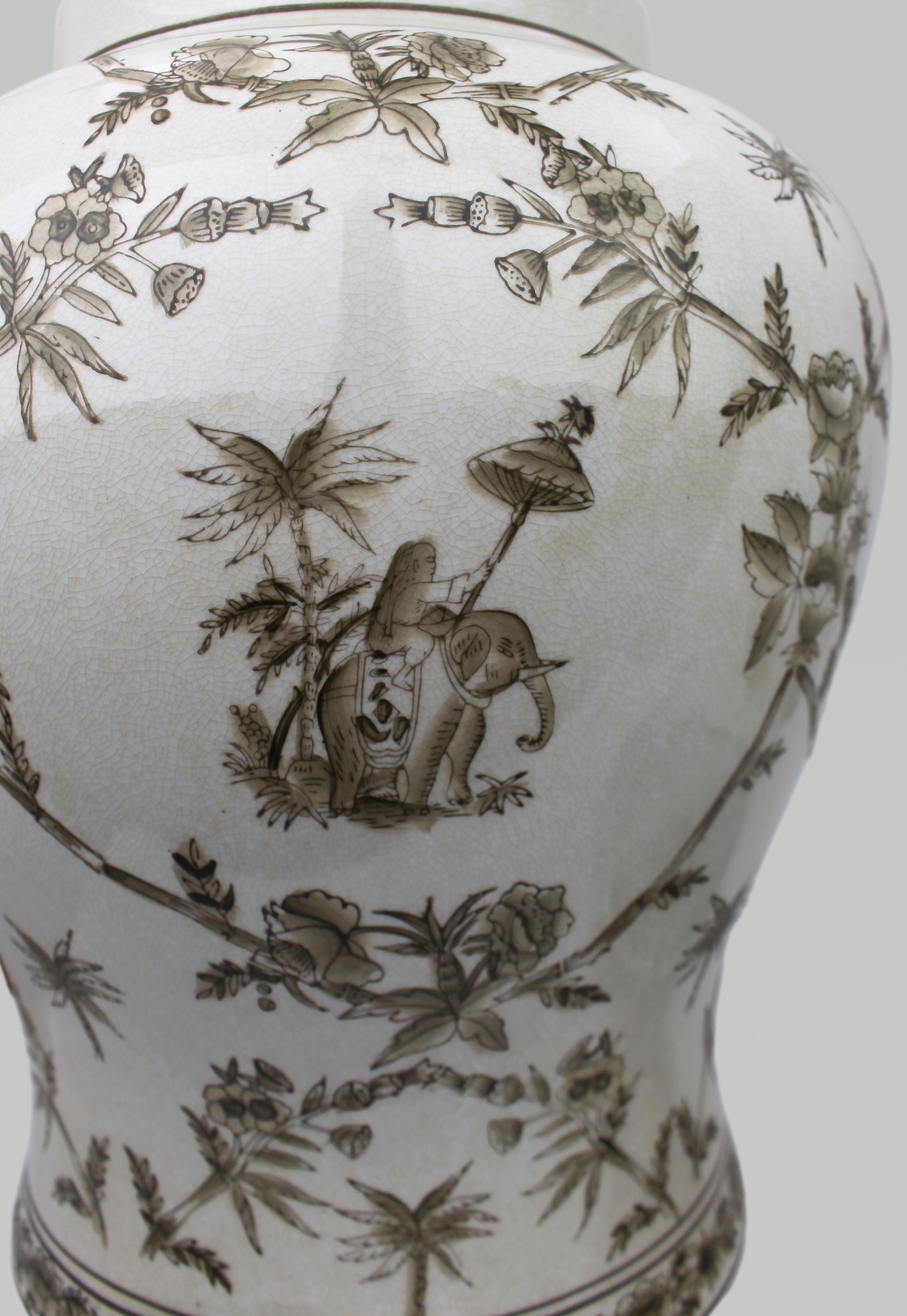 Grande jarre décorative à couvercle A Janes en vente 5