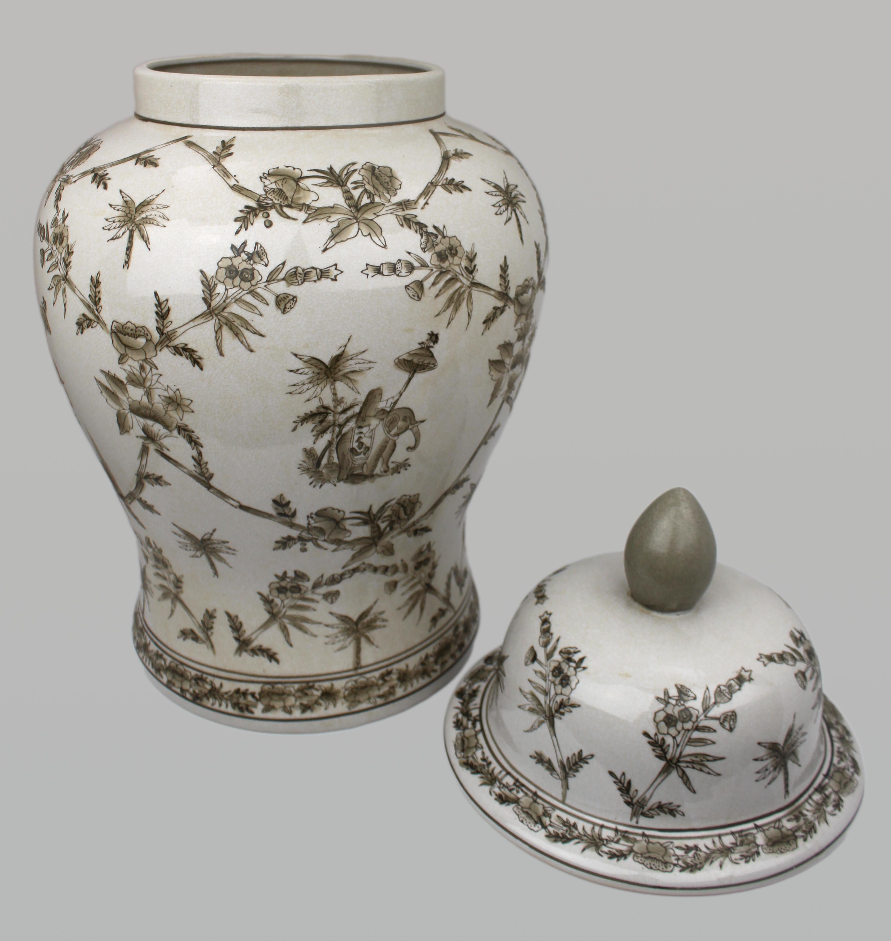 Grande jarre décorative à couvercle A Janes en vente 6