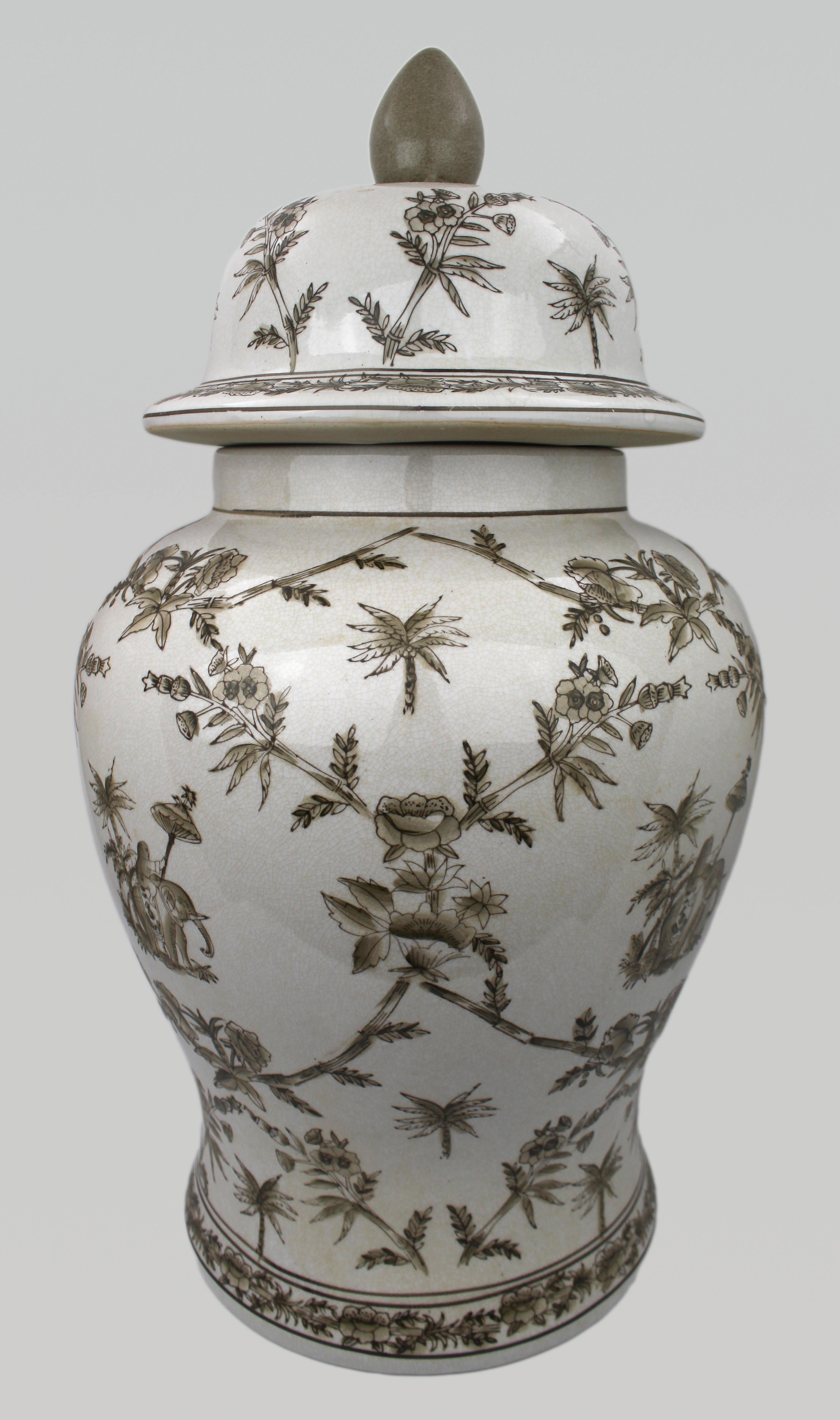 Grande jarre décorative à couvercle A Janes en vente 2