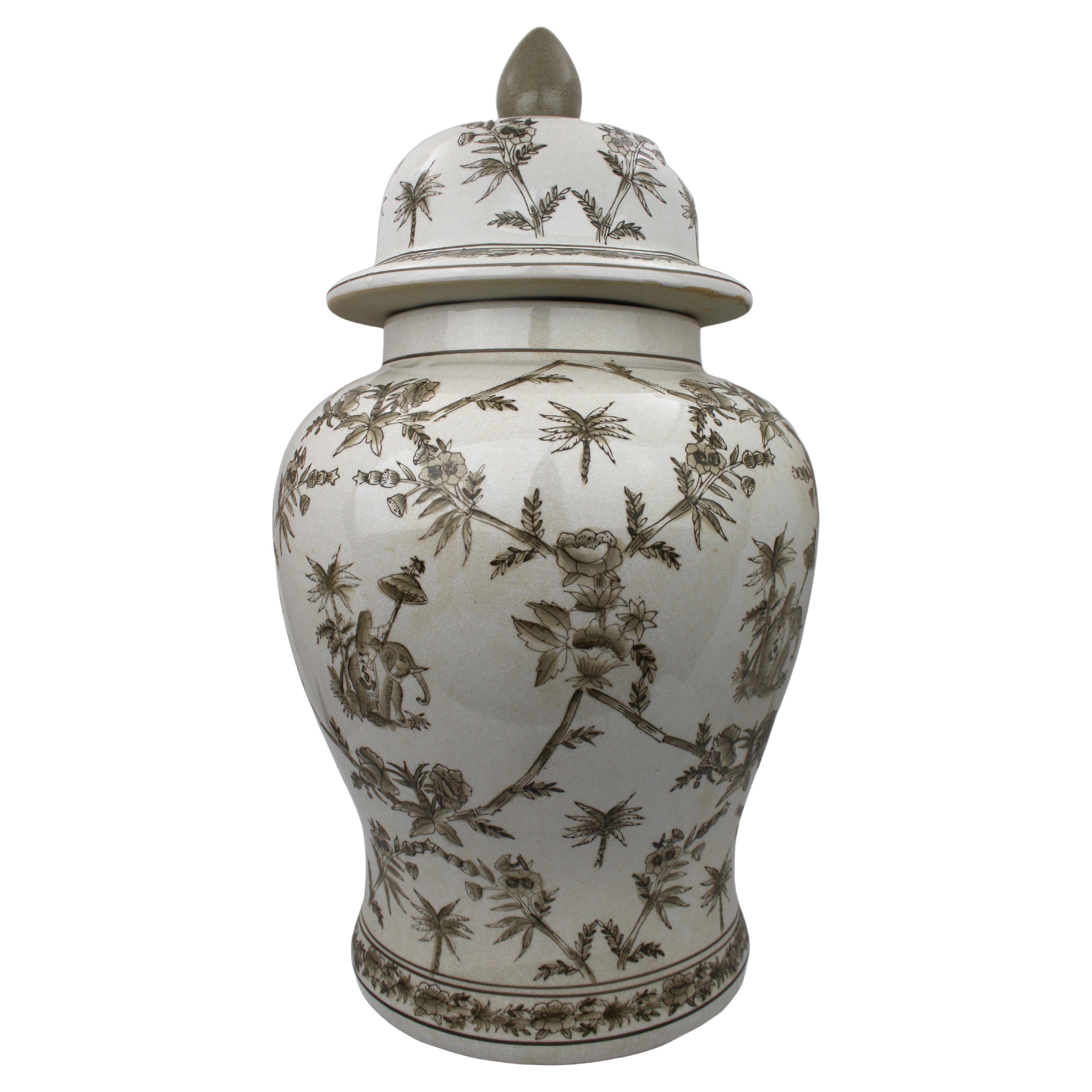 Grande vaso decorativo con coperchio India Jane