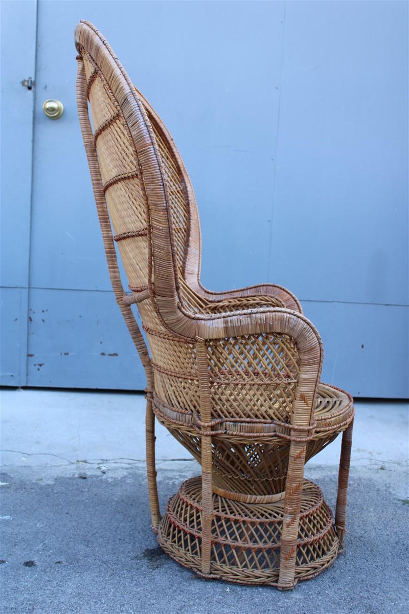 Large Decorative Italian straw chair from around 1950, Franco Albini Style For Sale 11