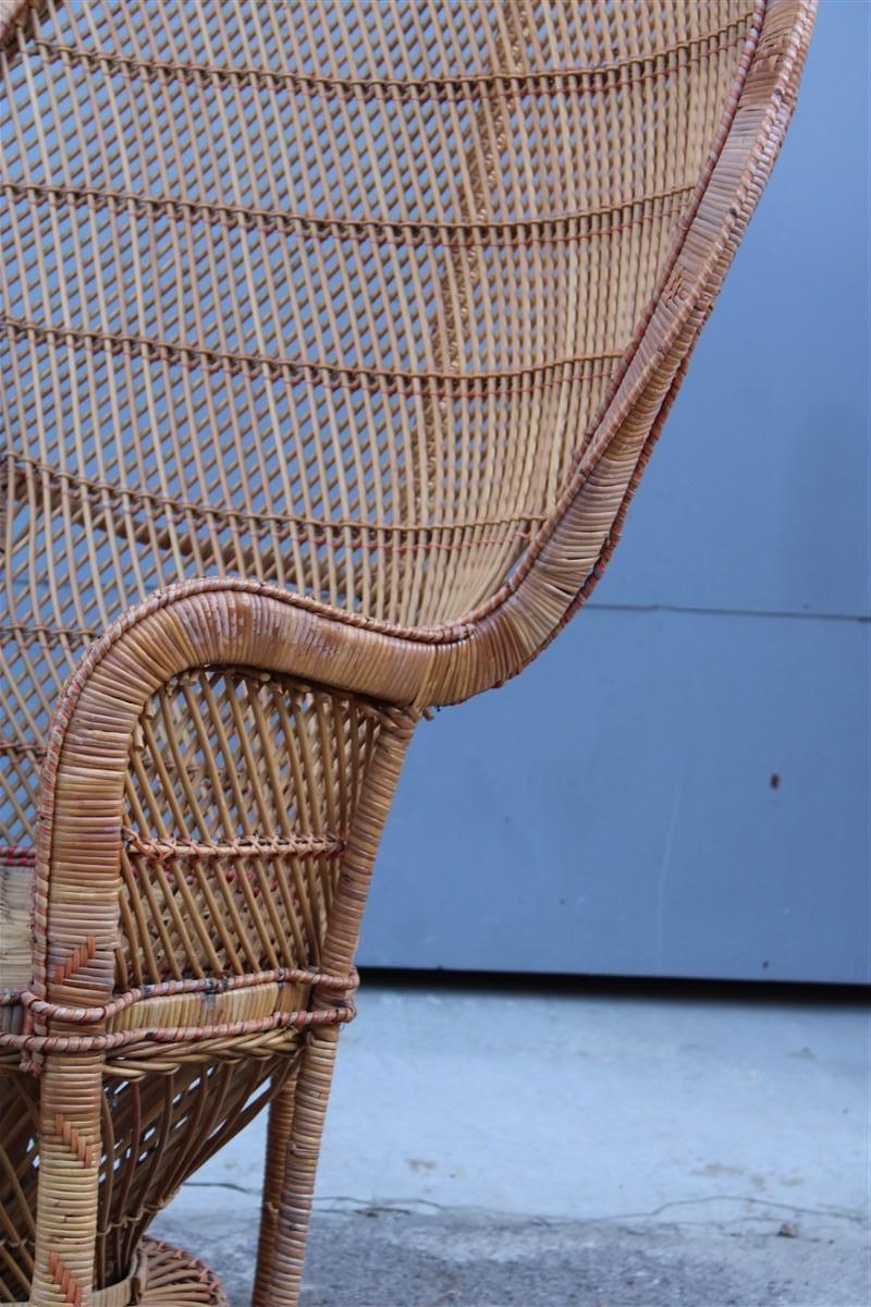 Mid-Century Modern Large Decorative Italian straw chair from around 1950, Franco Albini Style For Sale