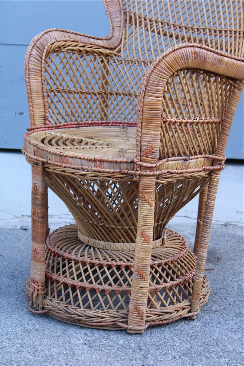 Large Decorative Italian straw chair from around 1950, Franco Albini Style In Good Condition For Sale In Palermo, Sicily