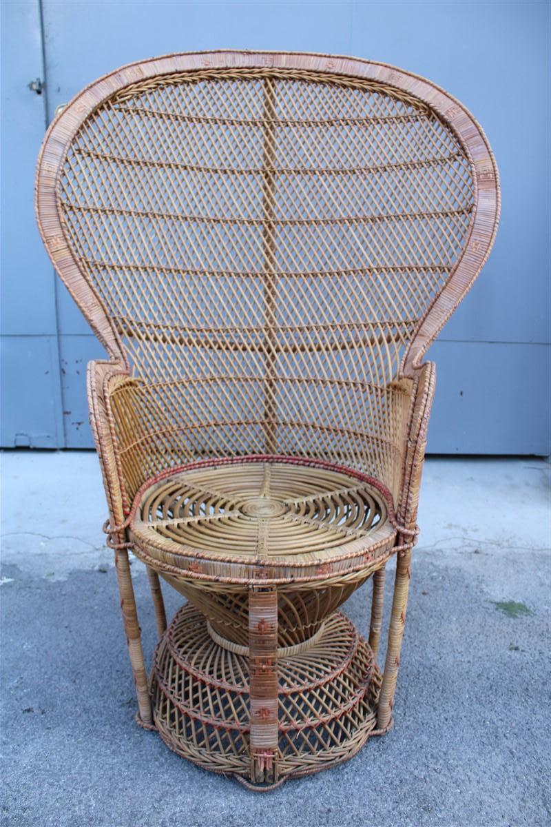 Large Decorative Italian straw chair from around 1950, Franco Albini Style For Sale 2
