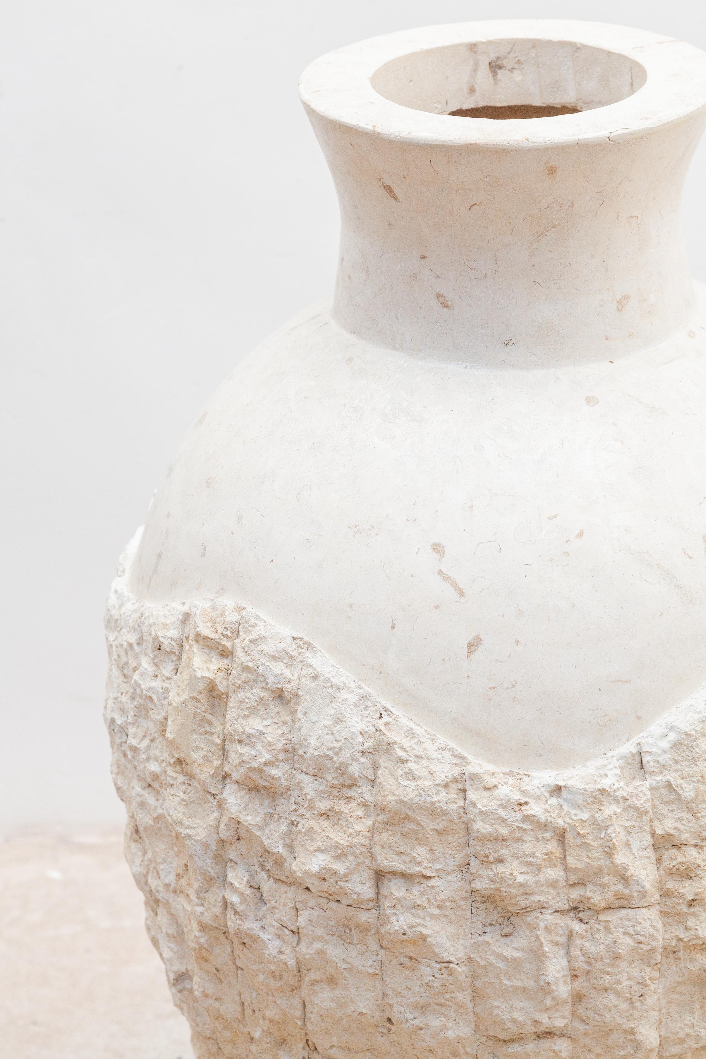 Philippine Large Decorative Mactan Stone Floor Vase, 1980s