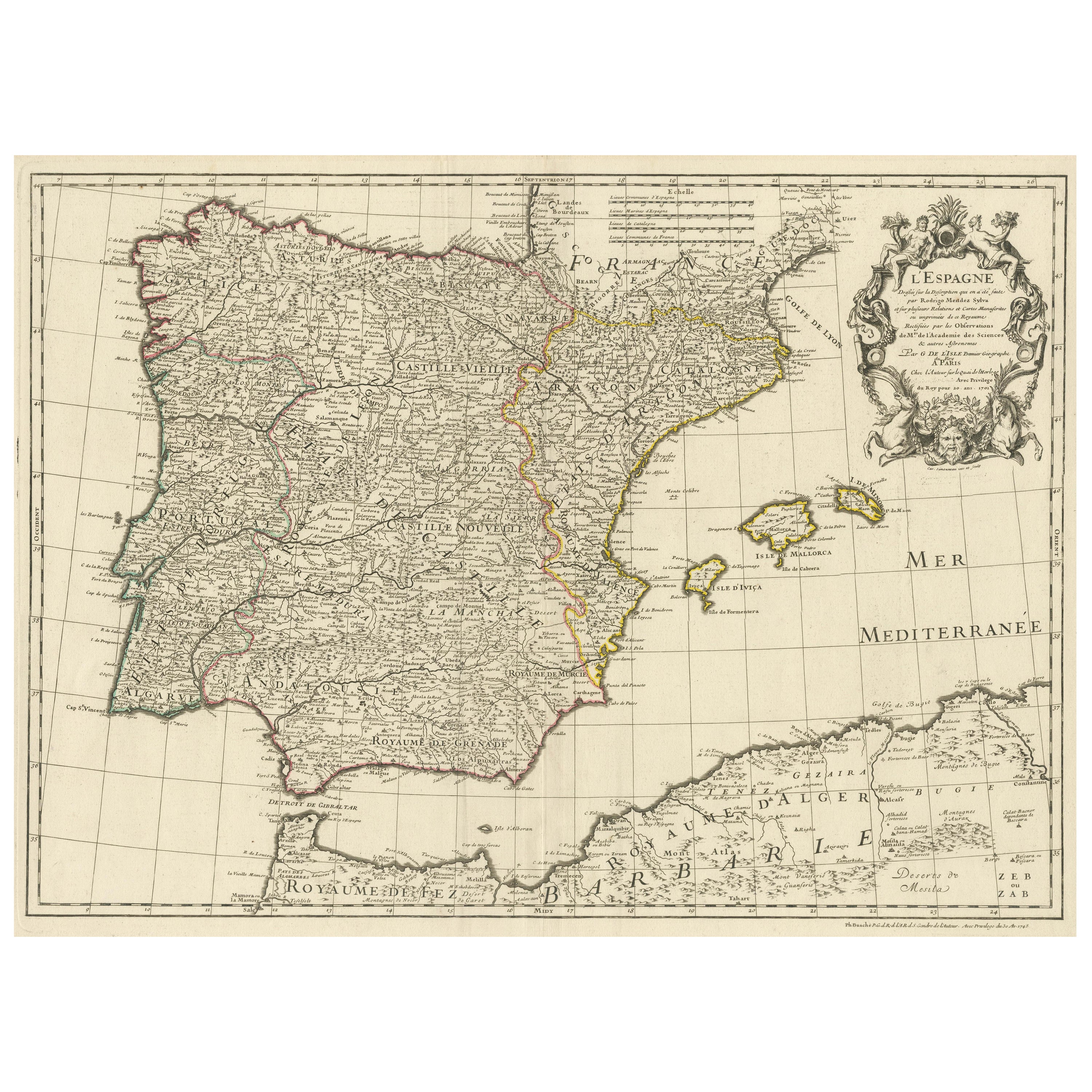 Mappa decorativa di grandi dimensioni della Penisola Iberica