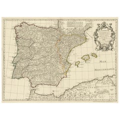 Mappa decorativa di grandi dimensioni della Penisola Iberica