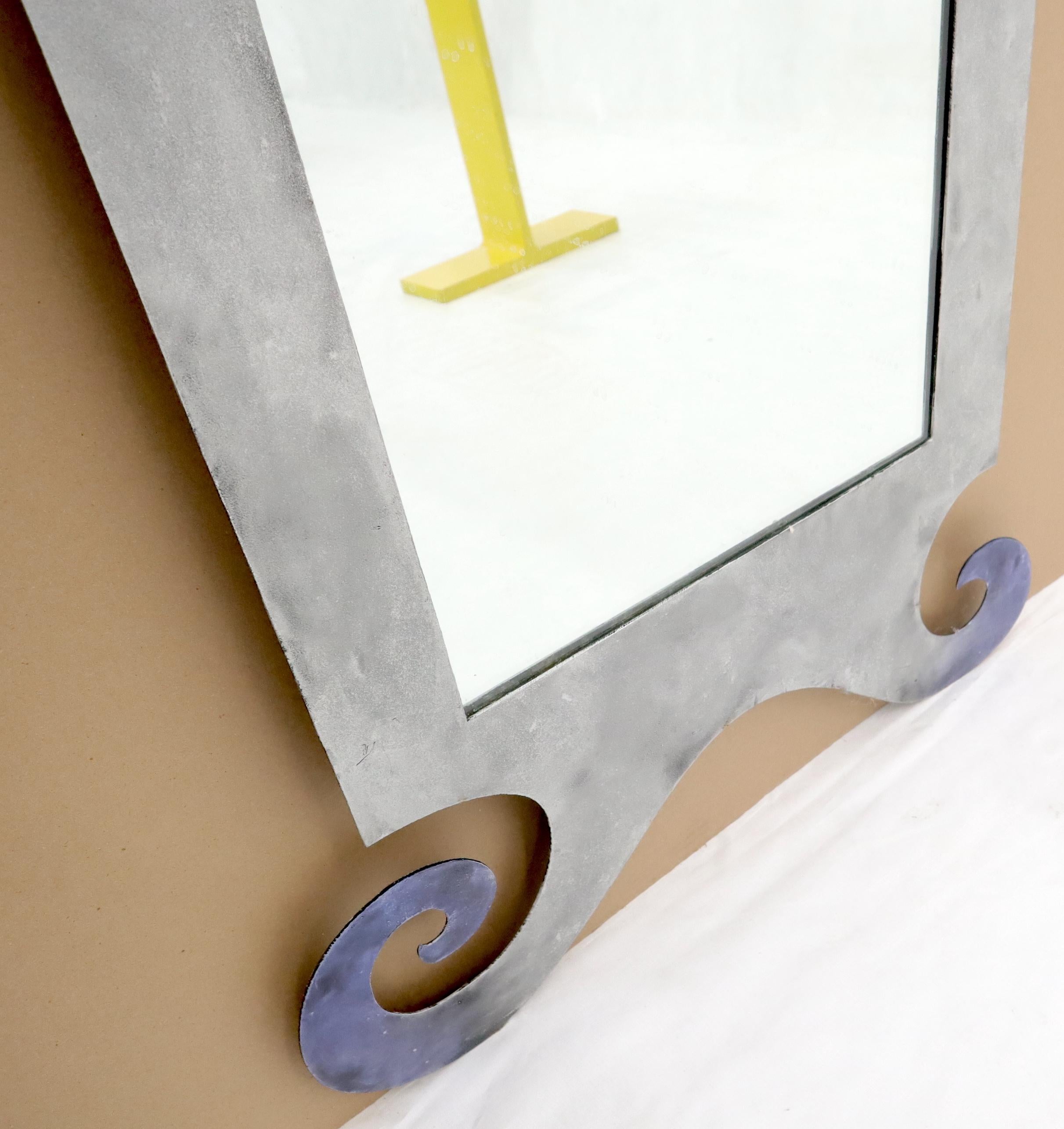 Mid-Century Modern Large Decorative Metal Frame Floor Standing Wall Mirror