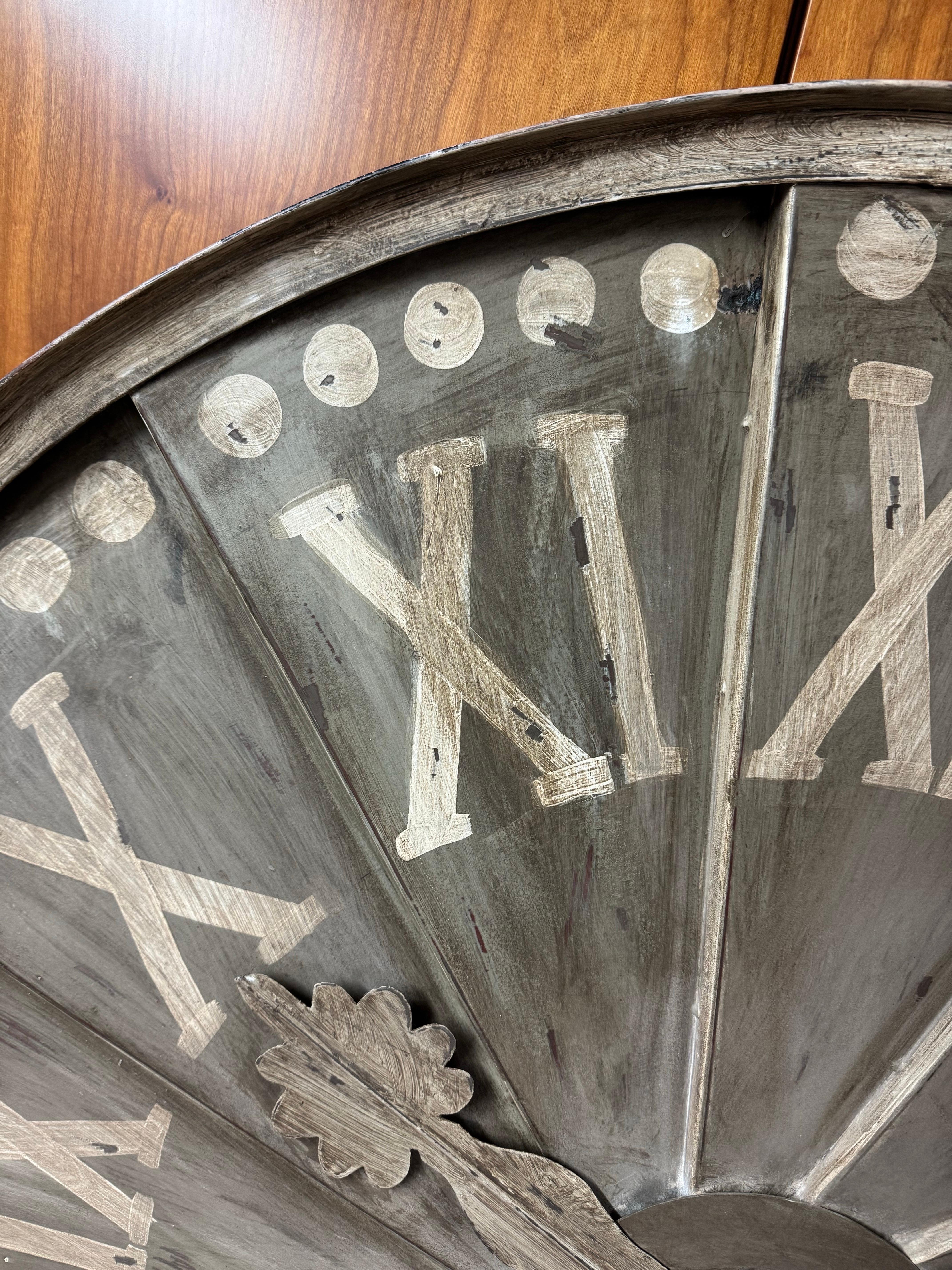 Large Decorative Metal Wall Clock For Sale 7