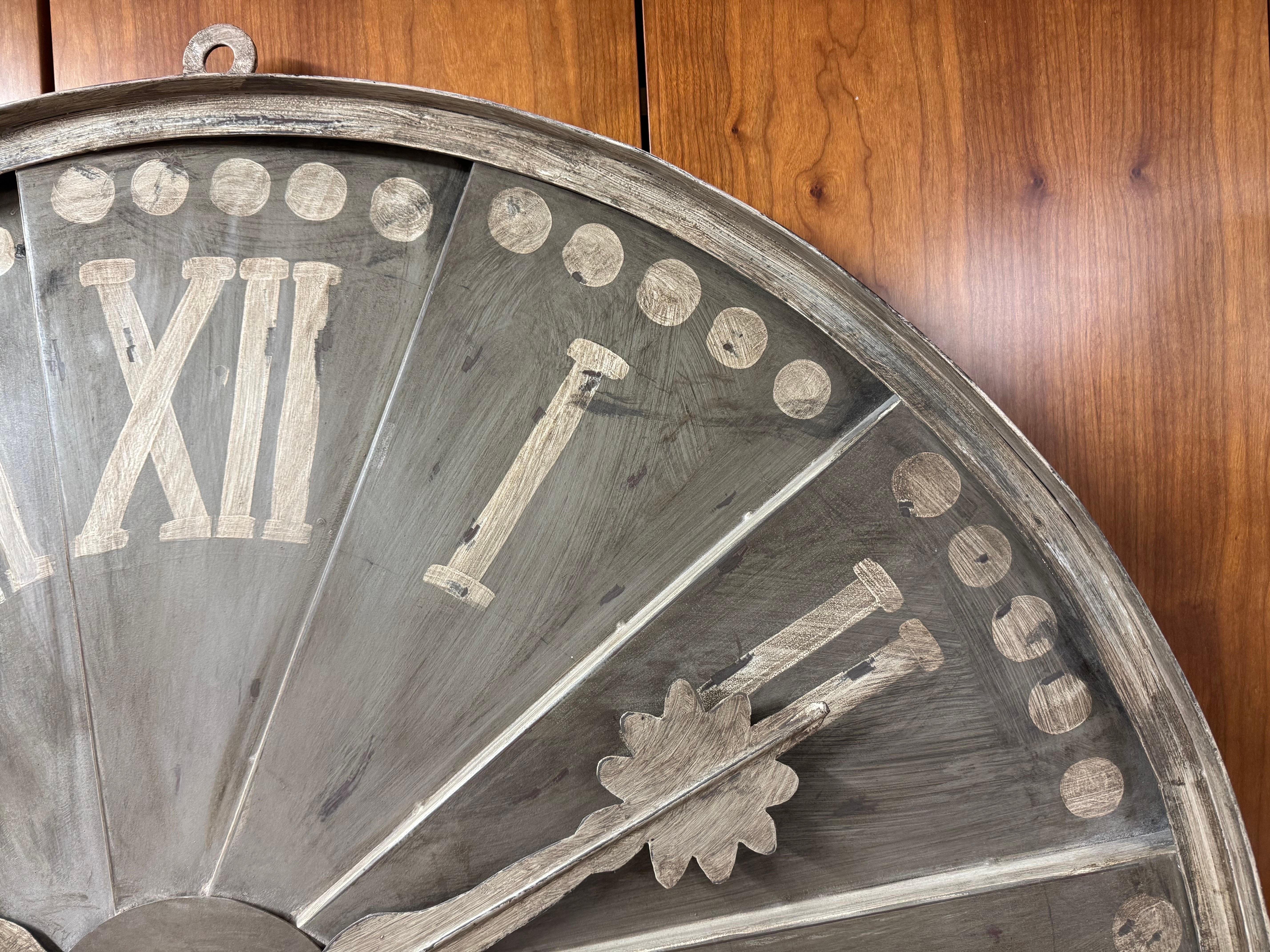 Large Decorative Metal Wall Clock For Sale 9