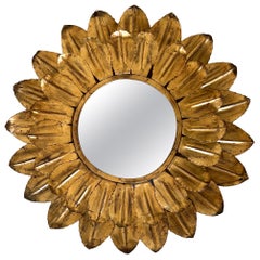 Large Decorative Mid Century Modern Sunflower Backlit Wall Mirror Germany 1960s