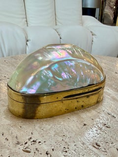 Large Decorative Mother-of-Pearl and Brass Lidded Box, 1970s