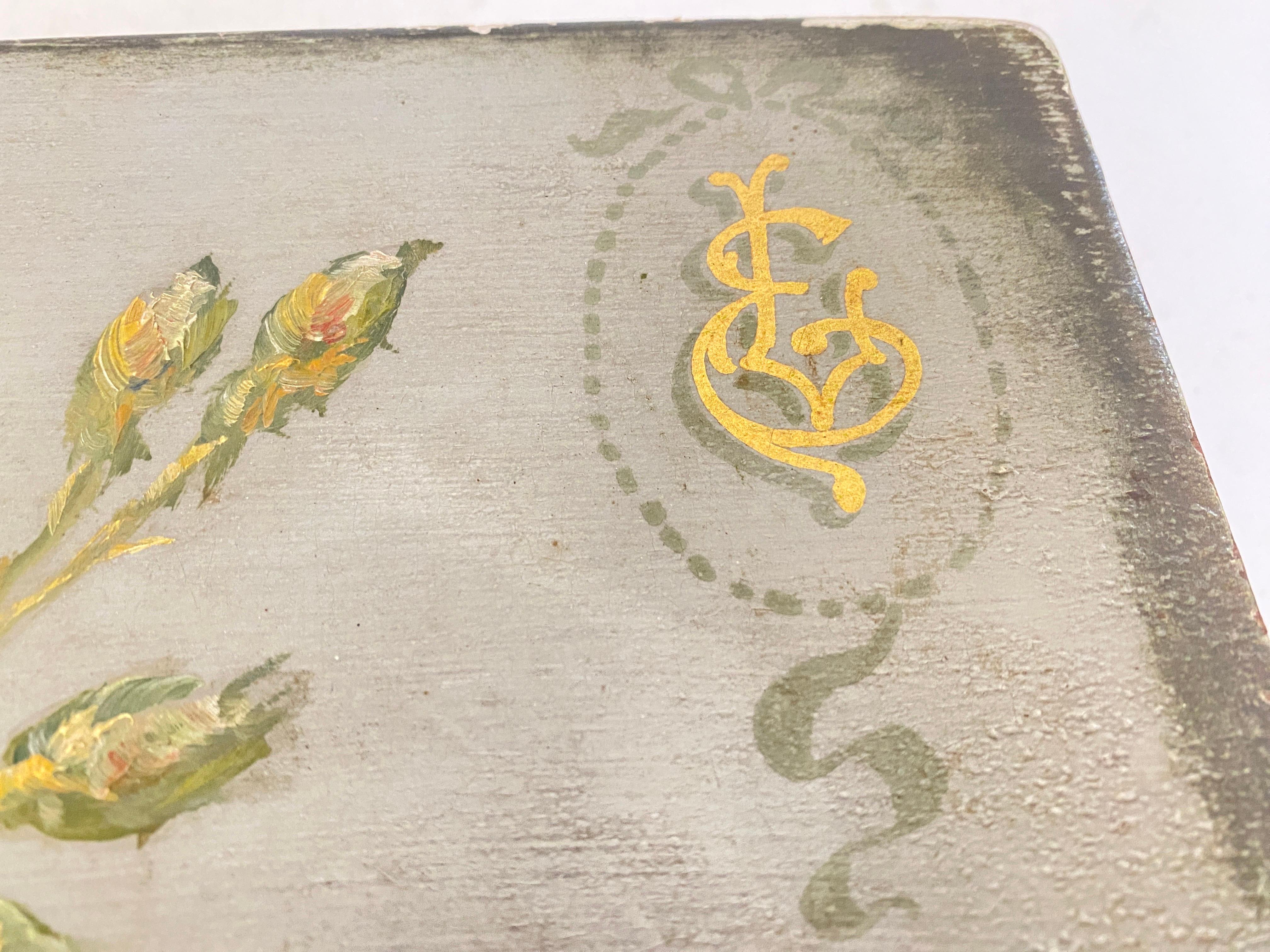 Große dekorative oder Schmuckschatulle, Holz, England, Blumendekor des 19. Jahrhunderts (Französische Provence) im Angebot