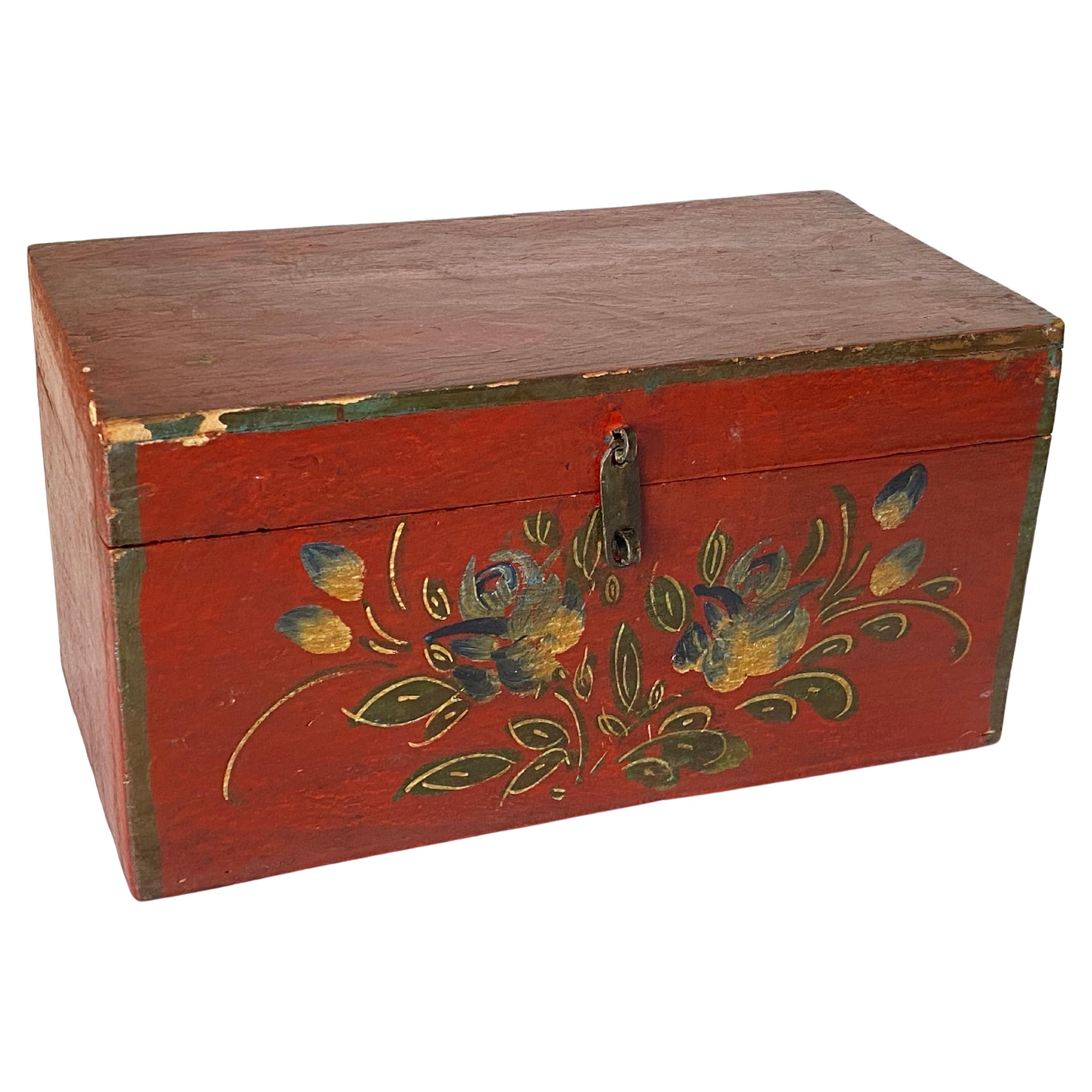 Grande boîte décorative ou à bijoux, en Wood, Angleterre, XIXe siècle Fleurs en vente