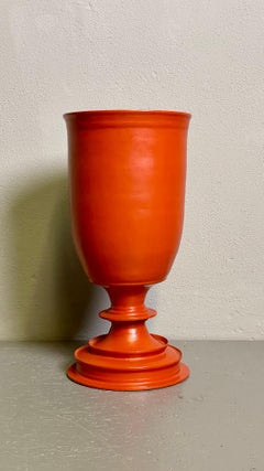 Large Decorative Orange-Red Vase