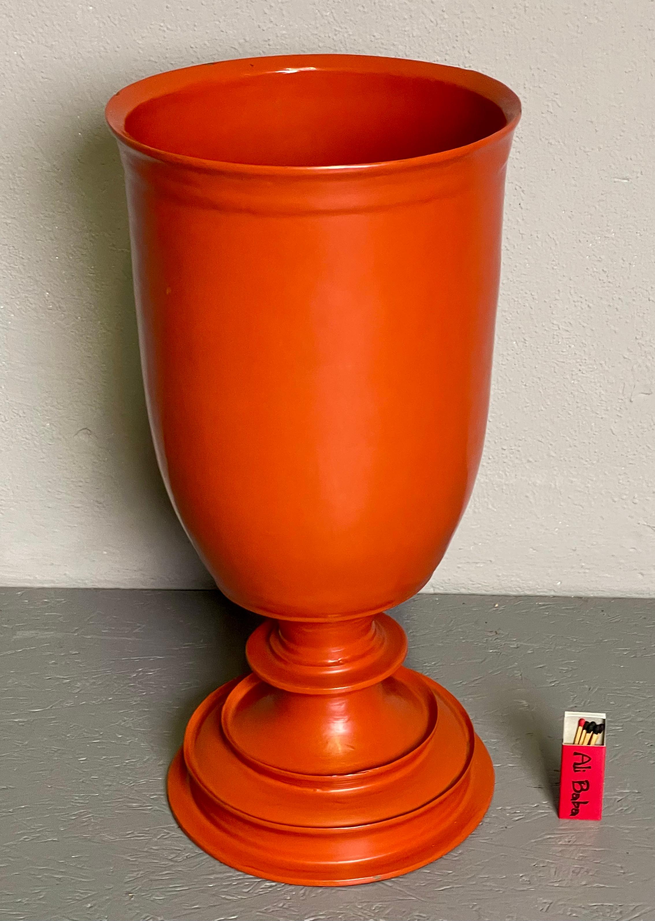 Paper Large Decorative Orange-Red Vase For Sale
