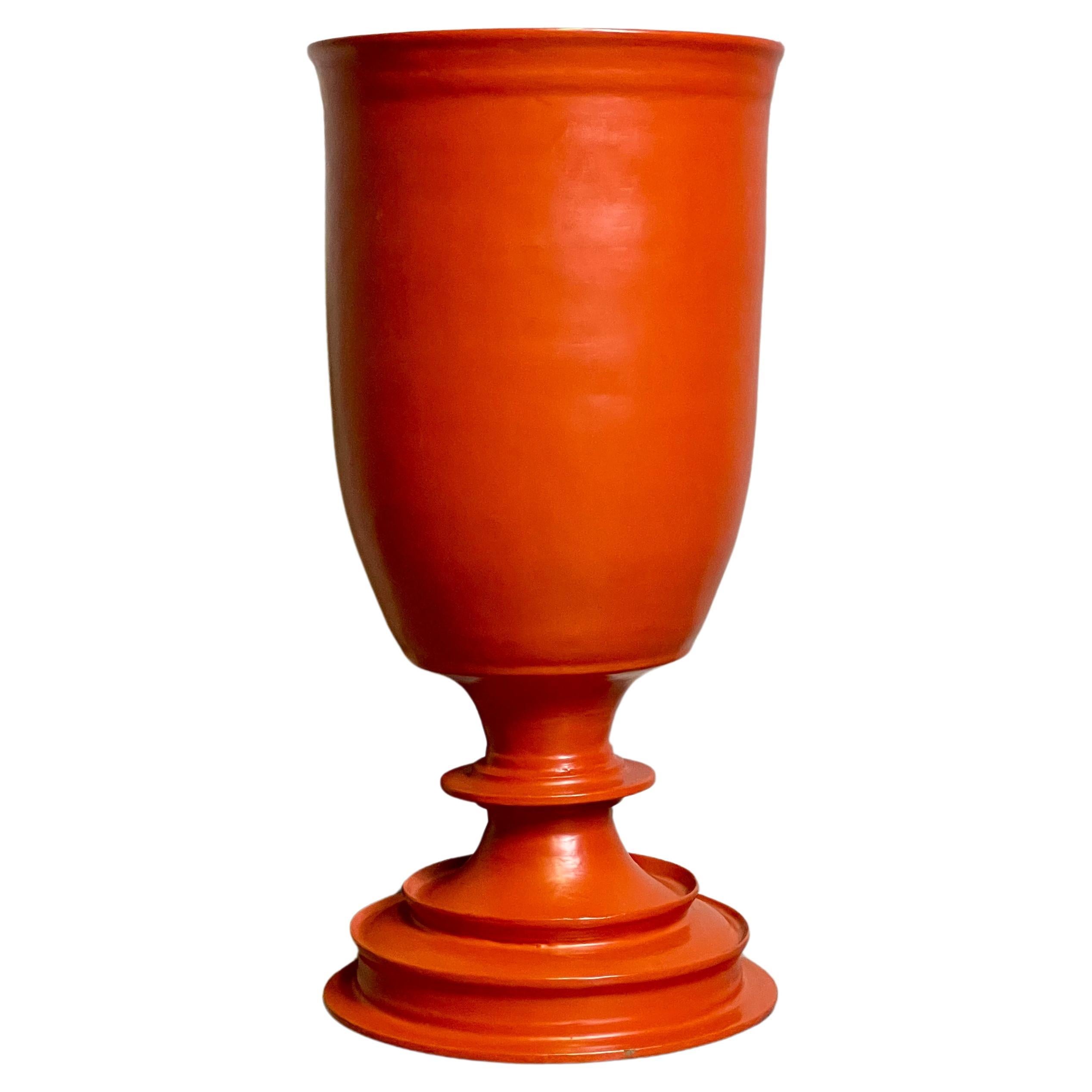 Large Decorative Orange-Red Vase For Sale
