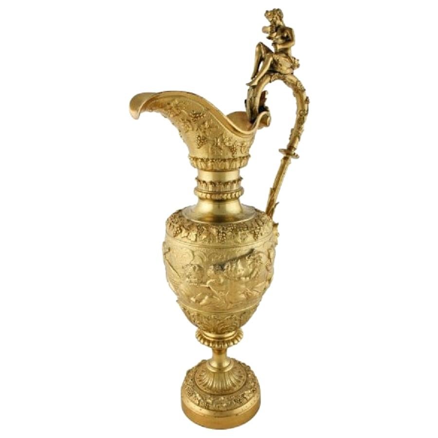 Large Decorative Ormolu Ewer, 19th Century For Sale