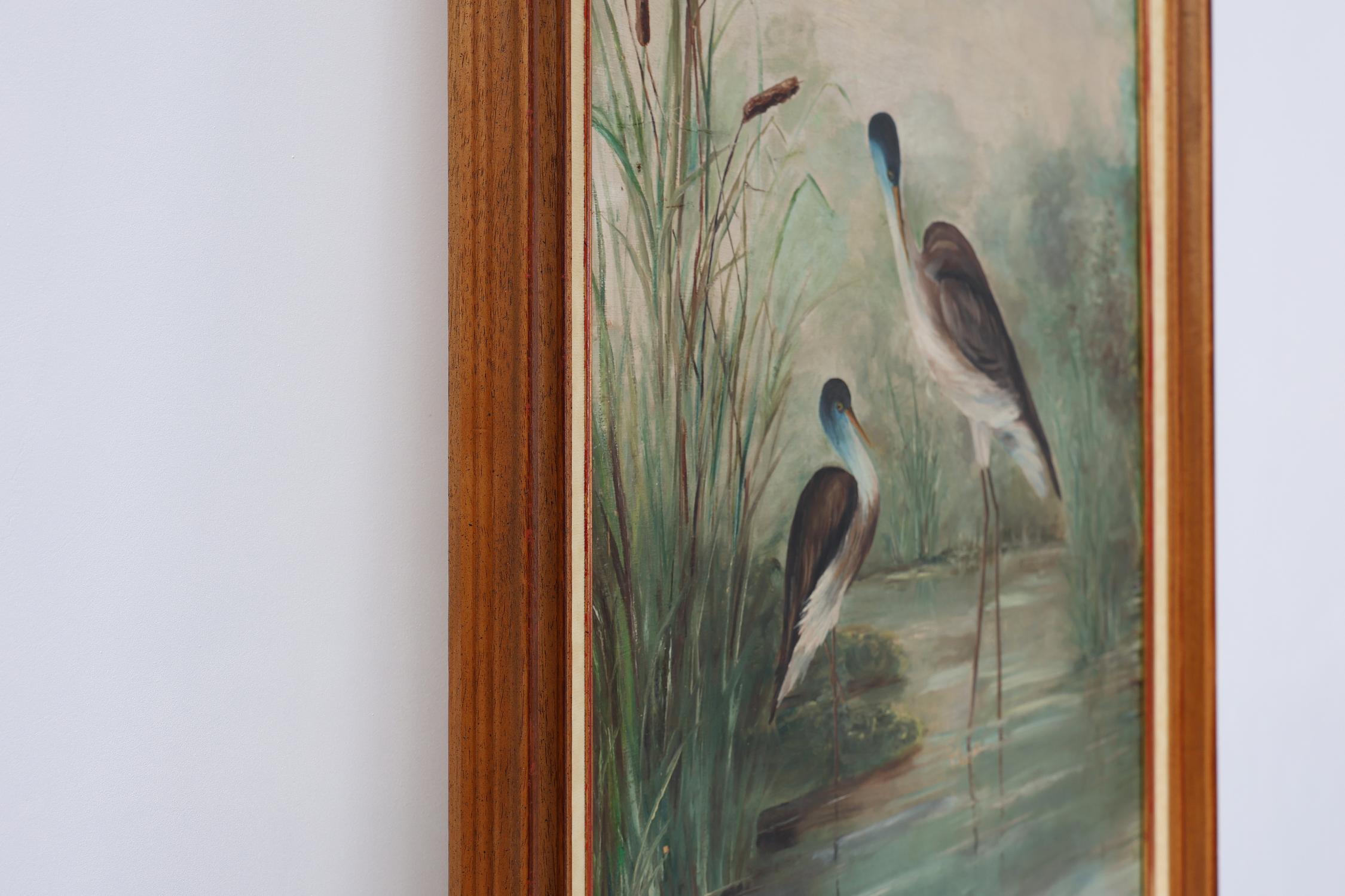 Grand tableau décoratif d'oiseaux dans l'eau, France années 1960 Bon état - En vente à Meulebeke, BE