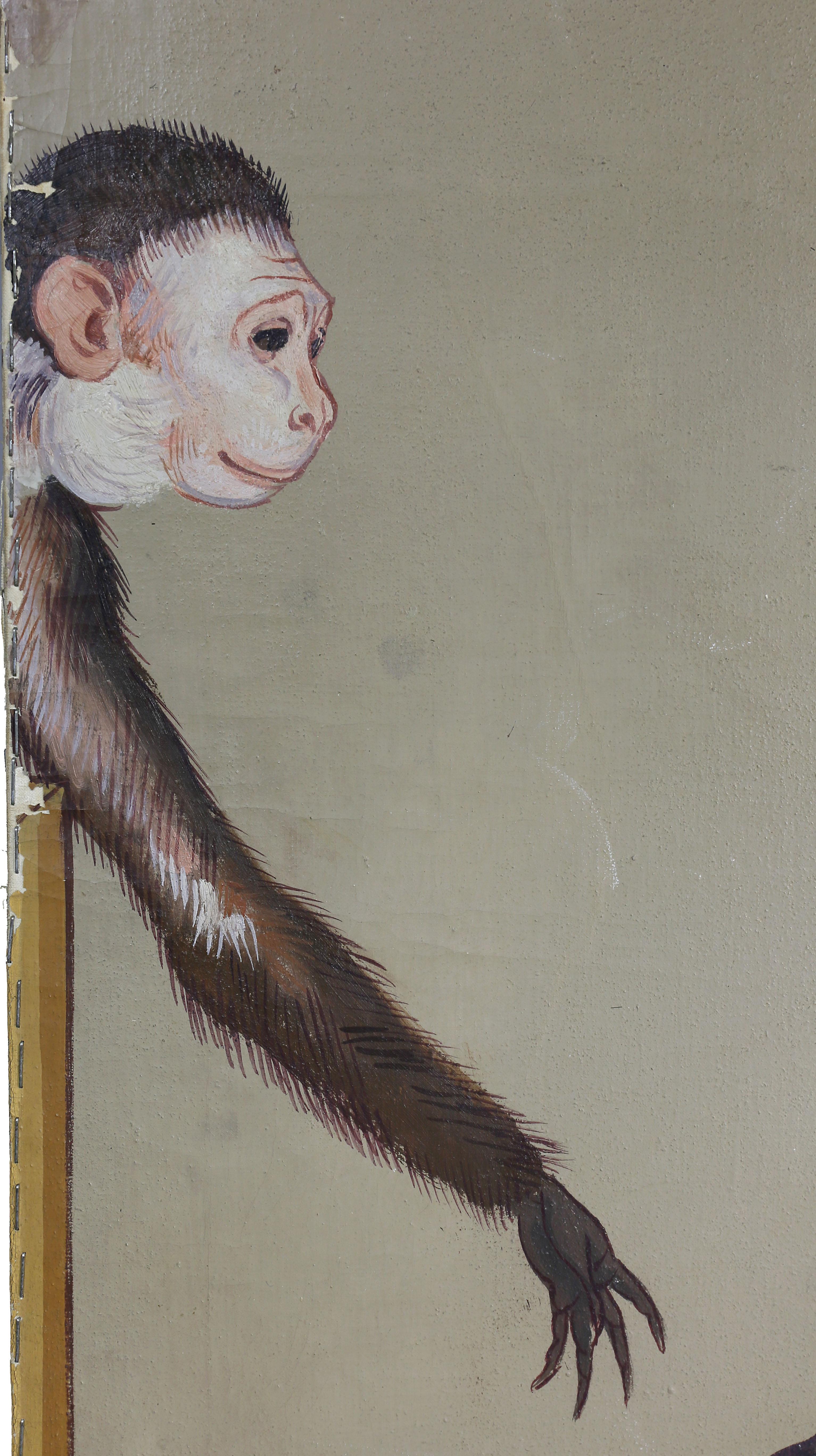 Part of something larger originally, depicting monkeys in Prunus trees. Collection William Hodgins.