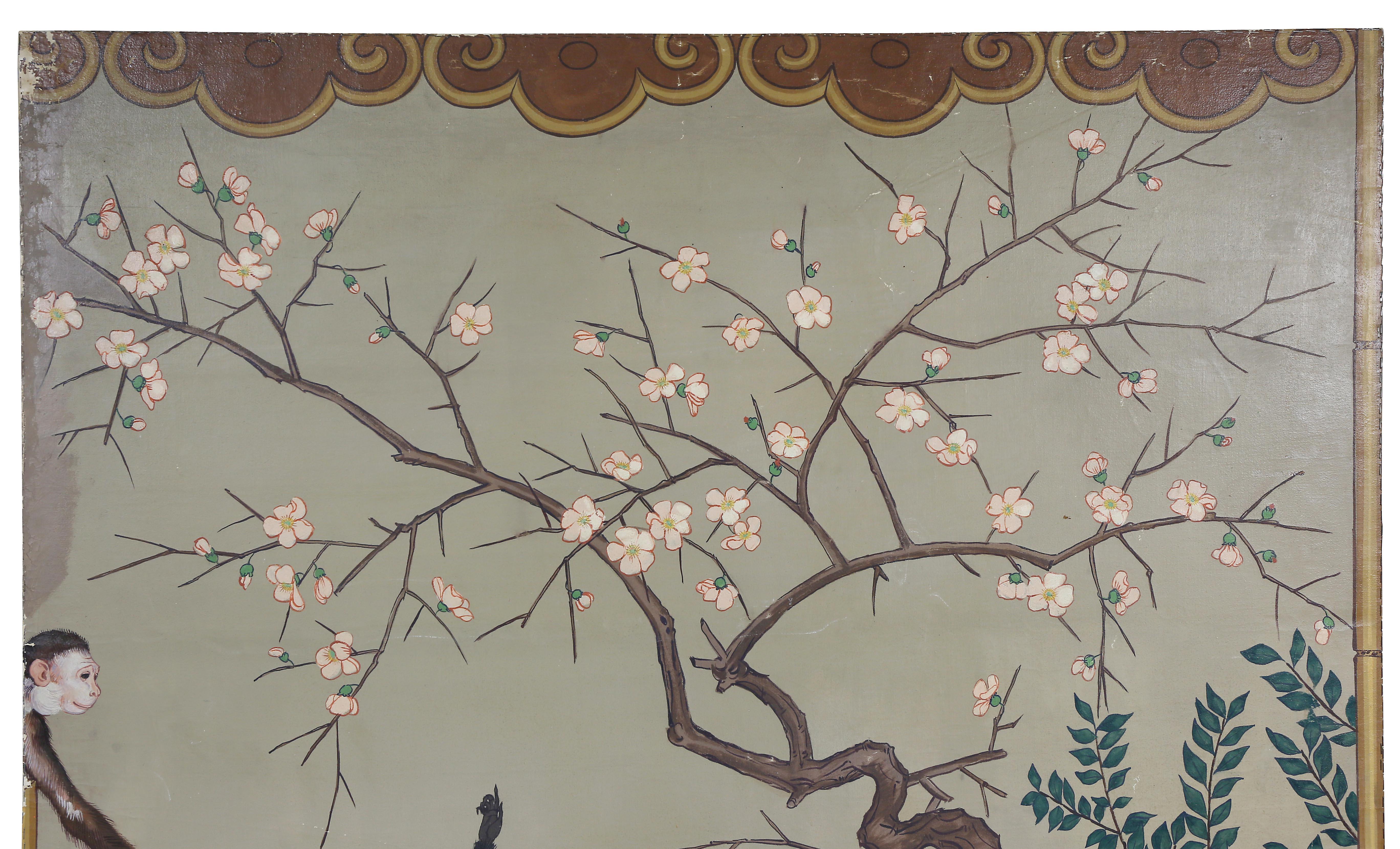 Chinoiserie Large Decorative Painting on Canvas