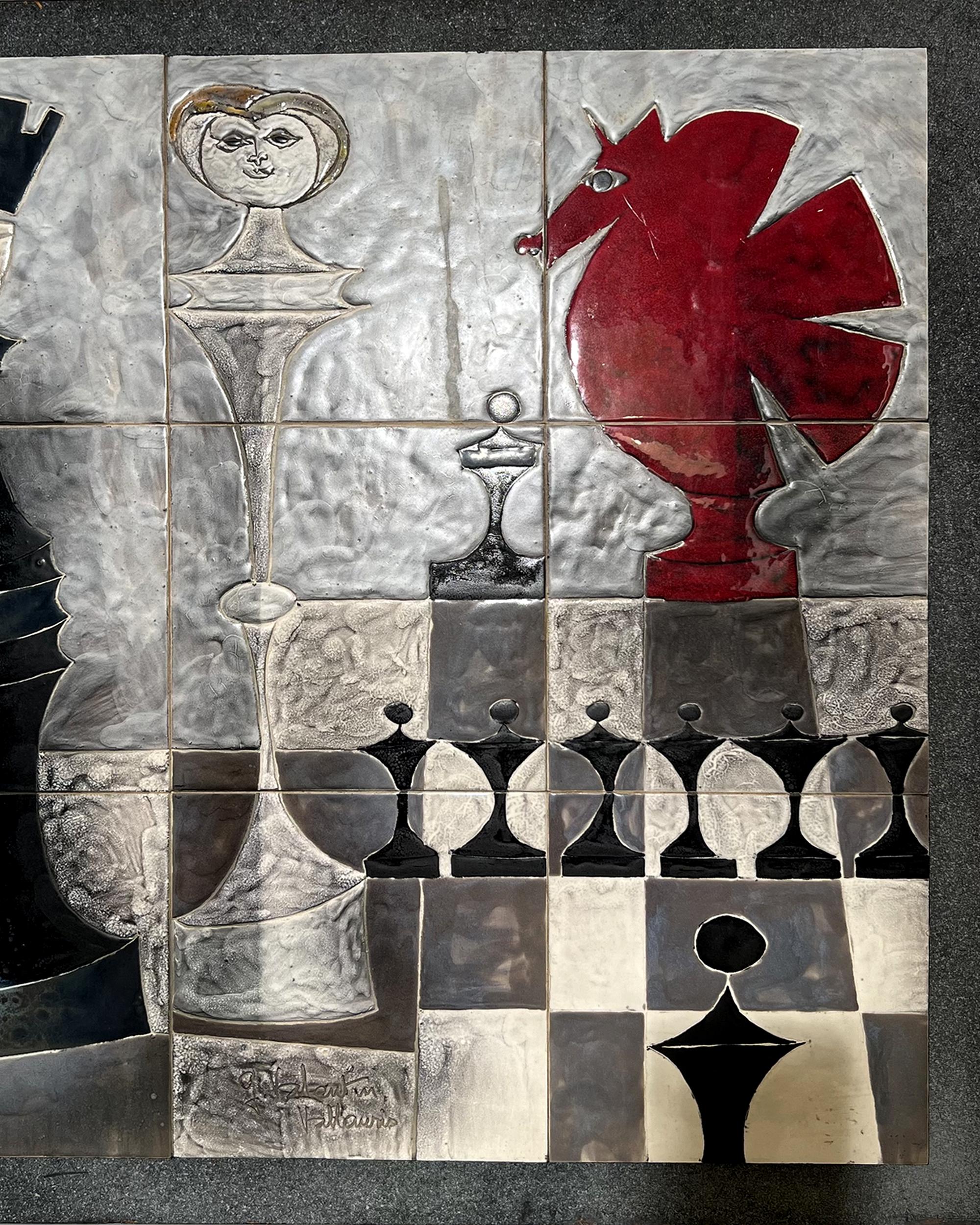 Large decorative panel, Gilbert Valentin, Vallauris, France, circa 1960 (Französisch) im Angebot