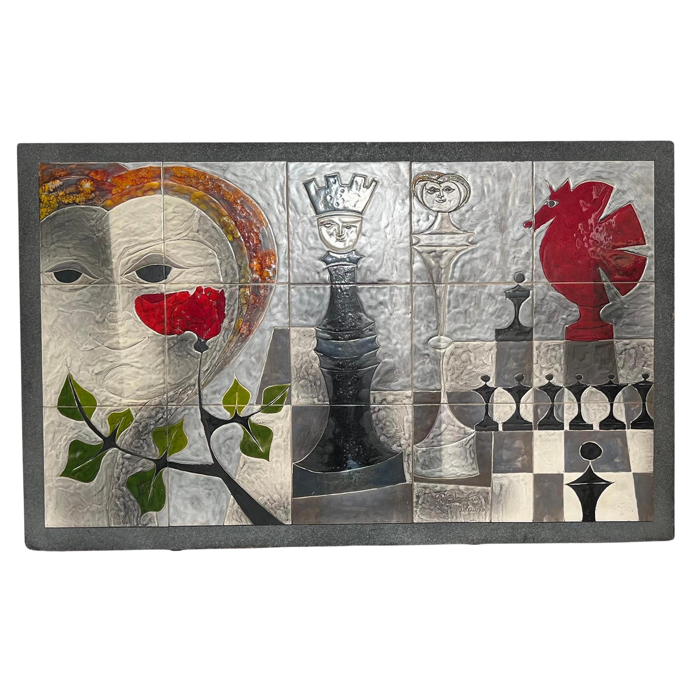 Large decorative panel, Gilbert Valentin, Vallauris, France, circa 1960 im Angebot