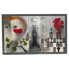 Große dekorative Tafel, Gilbert Valentin, Vallauris, Frankreich, um 1960