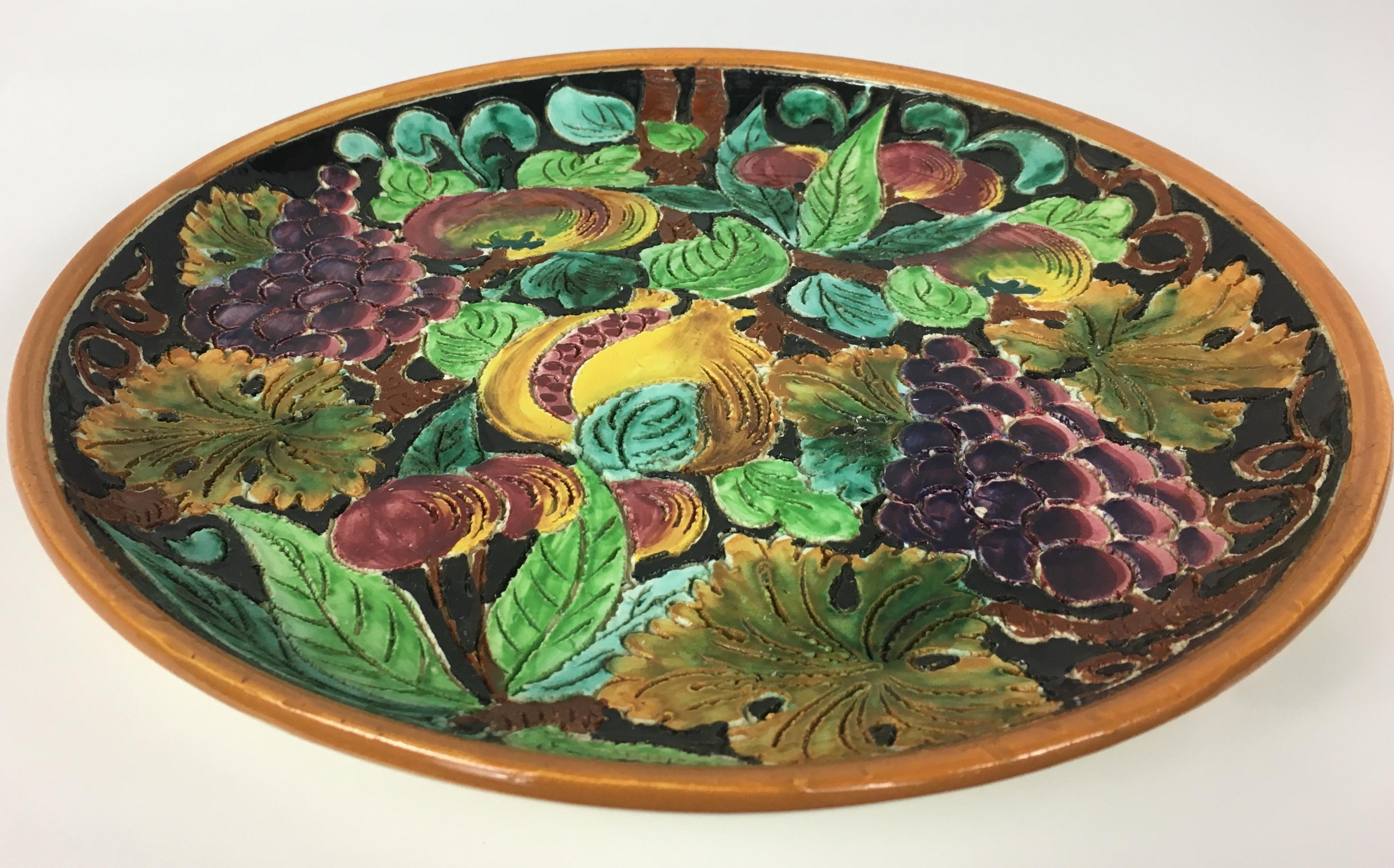 Hand-Crafted Large Ceramic Decorative Plate by Ceramics of Monaco  For Sale