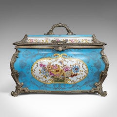 Large Decorative Porcelain Casket, Sevres Style Gilt Mounted Ceramic