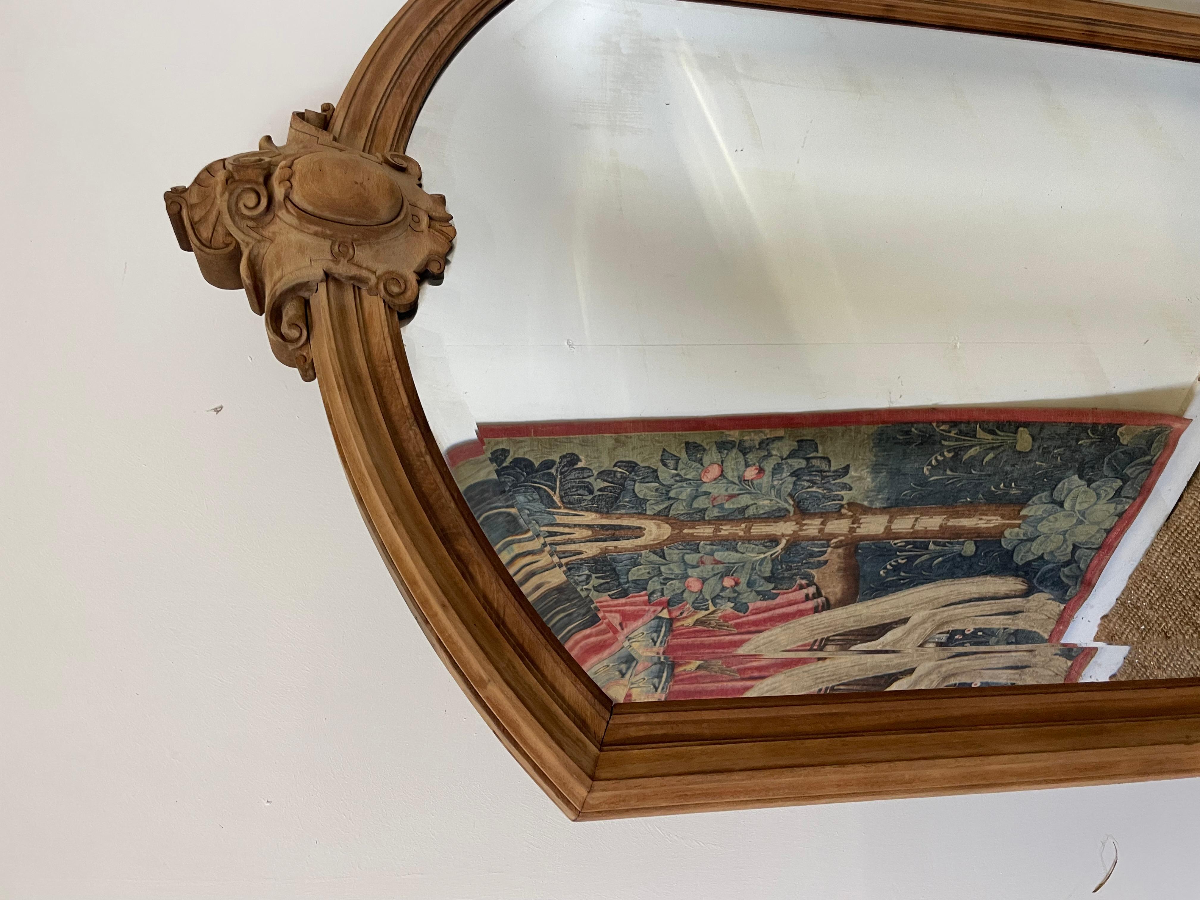 Large decorative raw walnut full length wall mirror In Good Condition In Budleigh Salterton, GB
