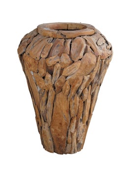 Large Decorative Rustic Reclaimed Teak Root Wood Floor Vase 32"