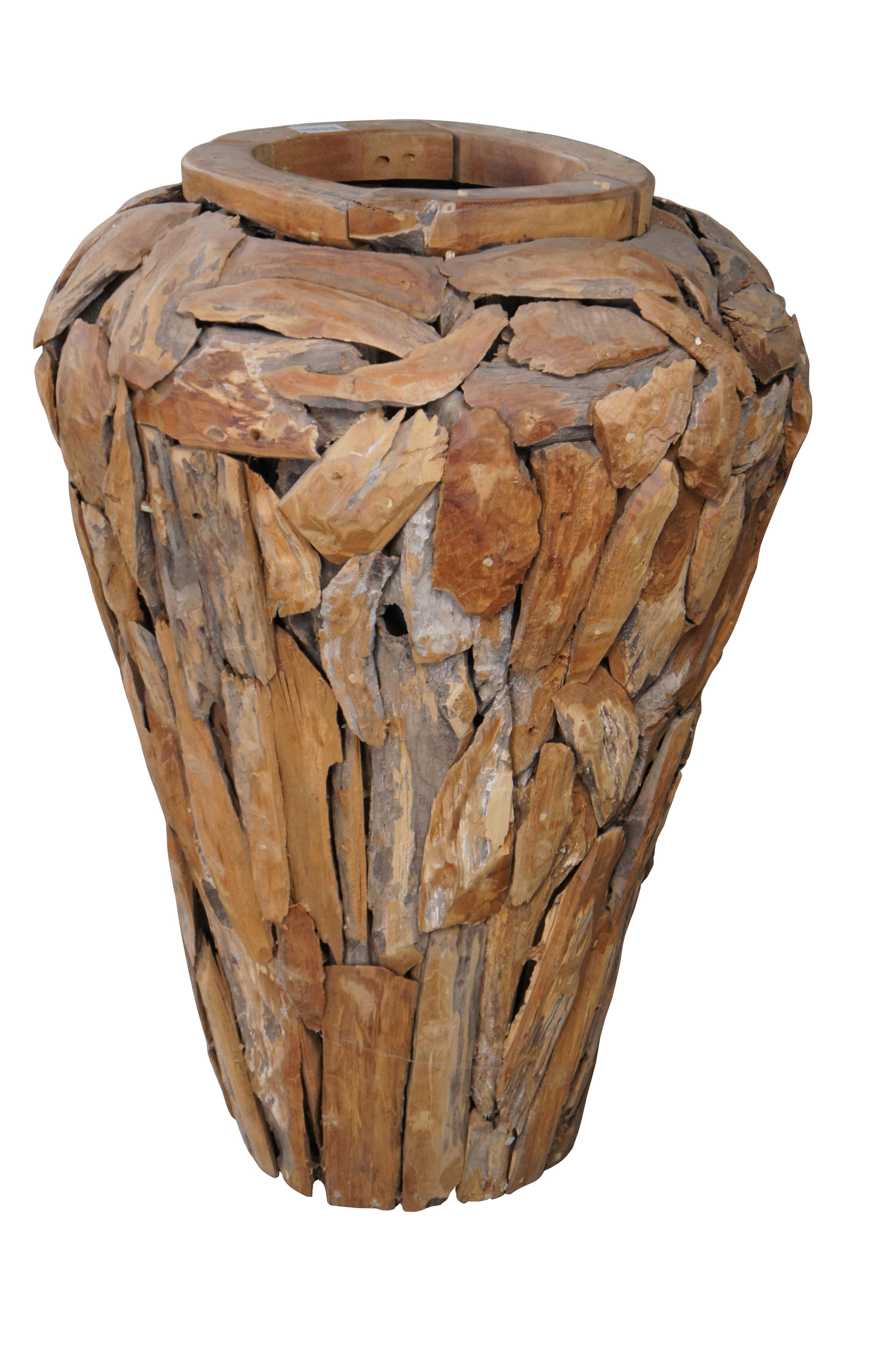 Large Decorative Rustic Reclaimed Teak Root Wood Floor Vase 32