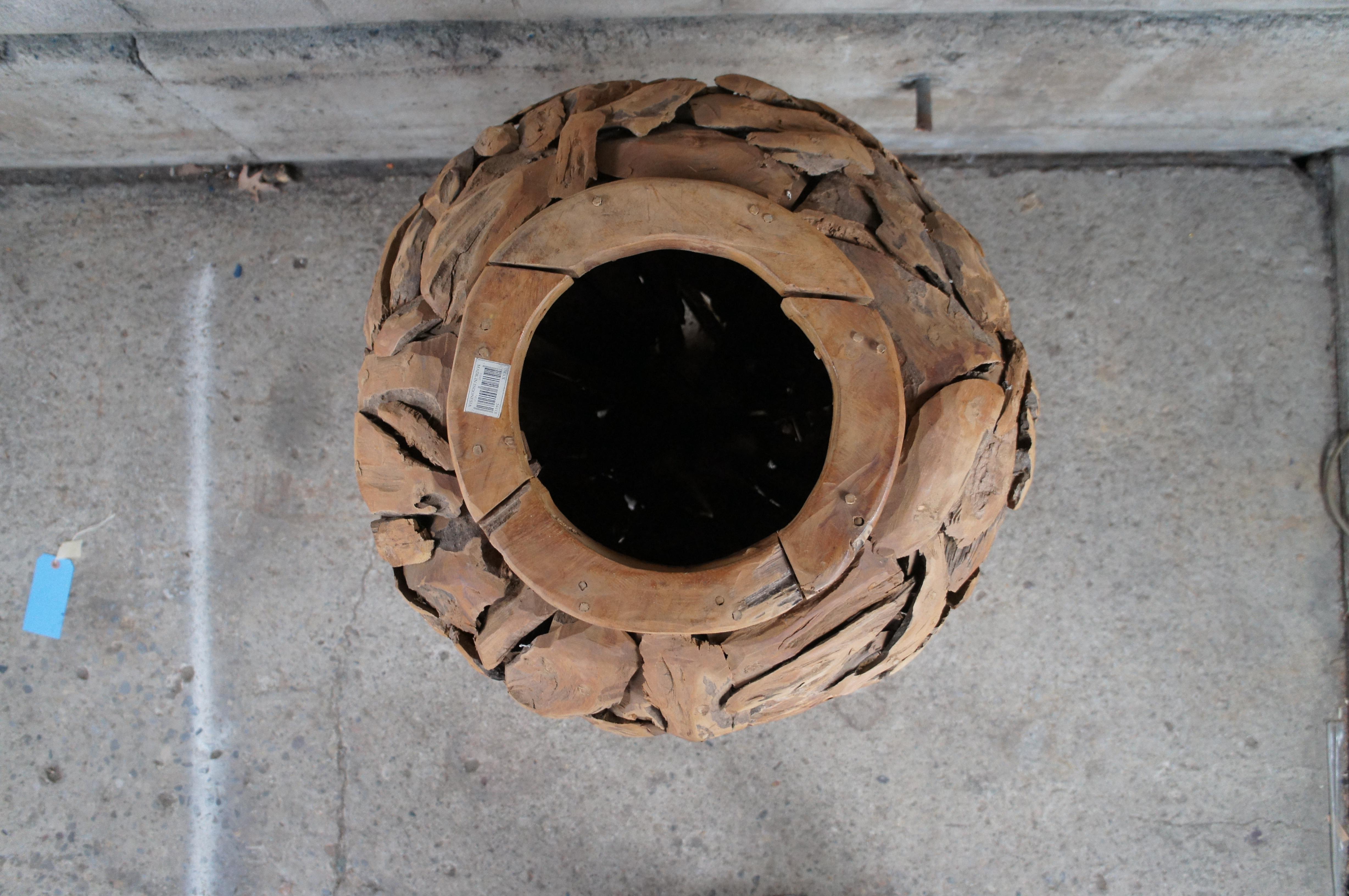 20th Century Large Decorative Rustic Reclaimed Teak Root Wood Floor Vase 32