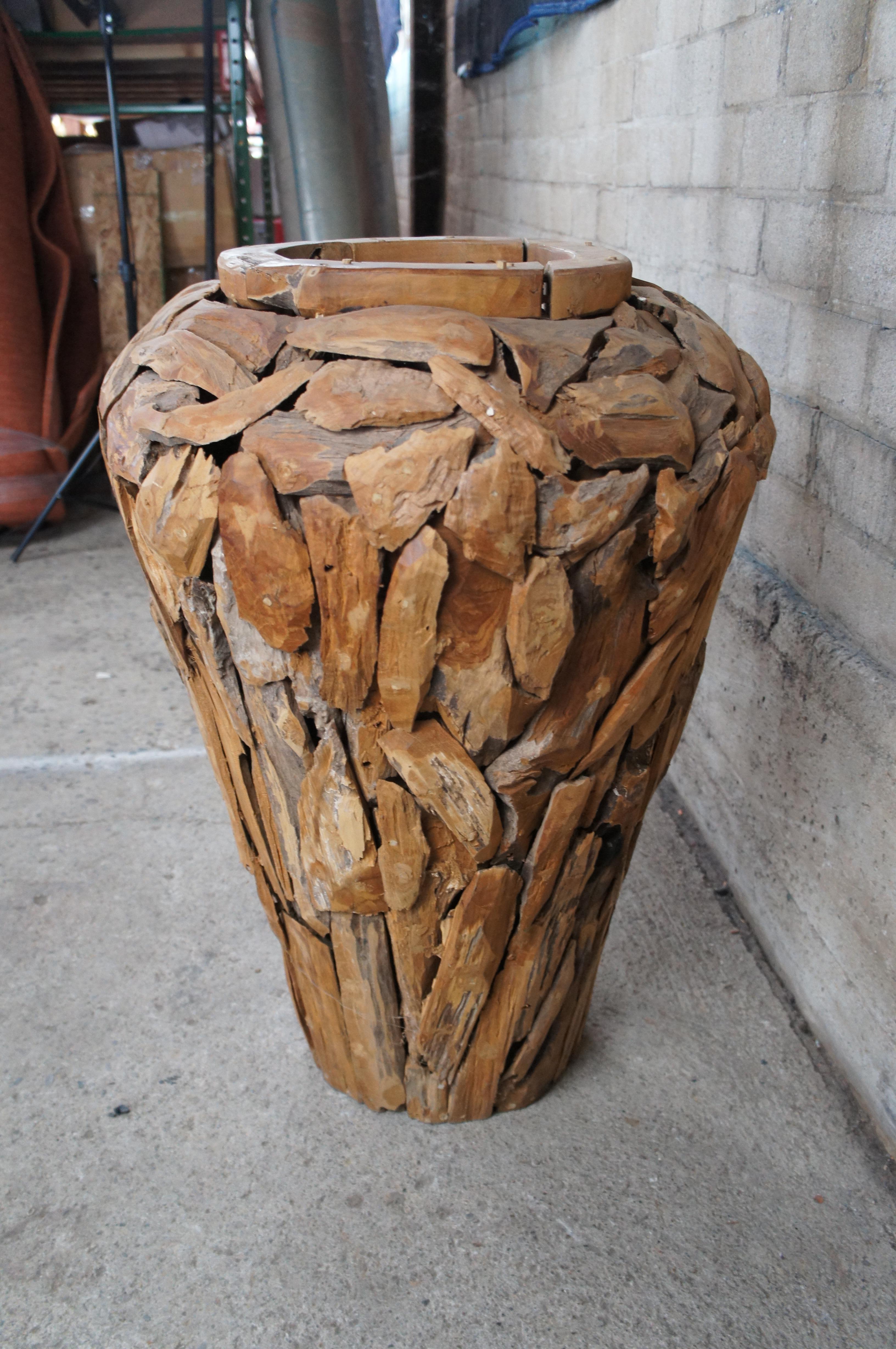 Large Decorative Rustic Reclaimed Teak Root Wood Floor Vase 32