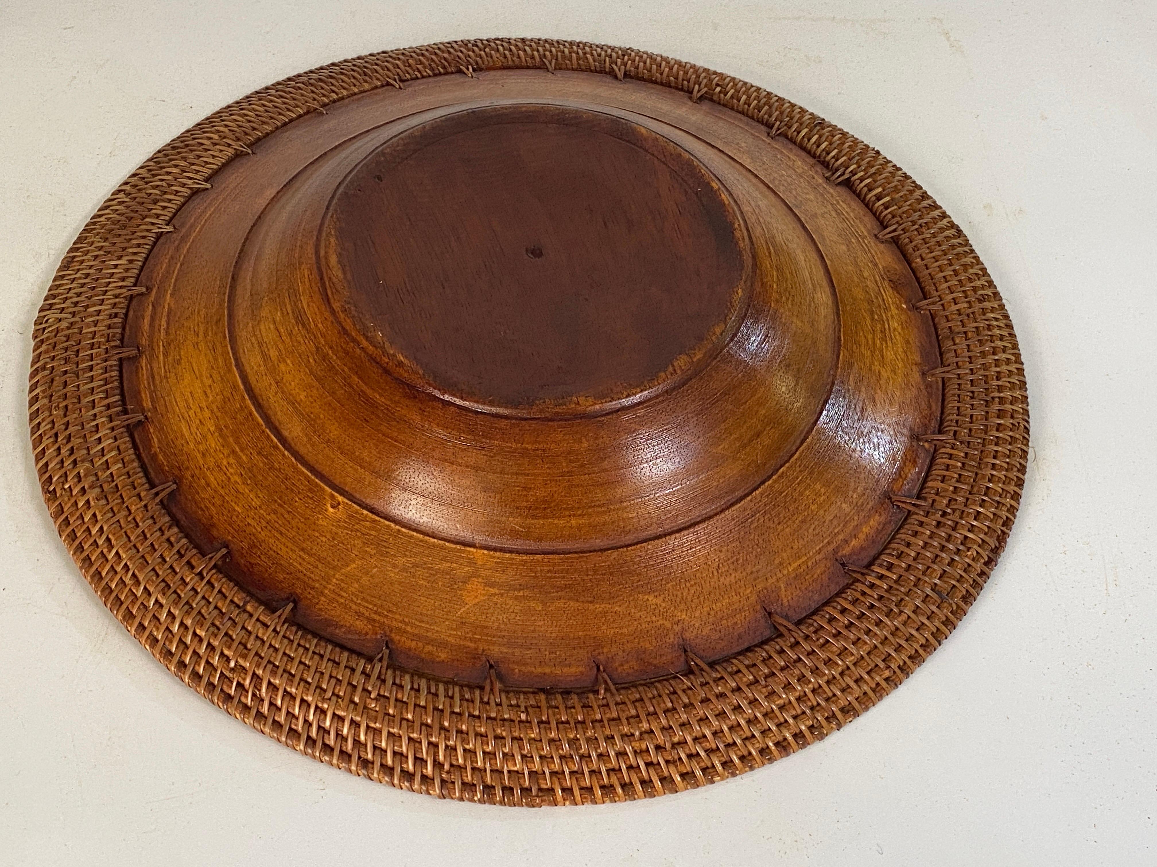Hand-Painted Large Decorative Scandinavian Wood Plate Old Patina Circa 1960  For Sale