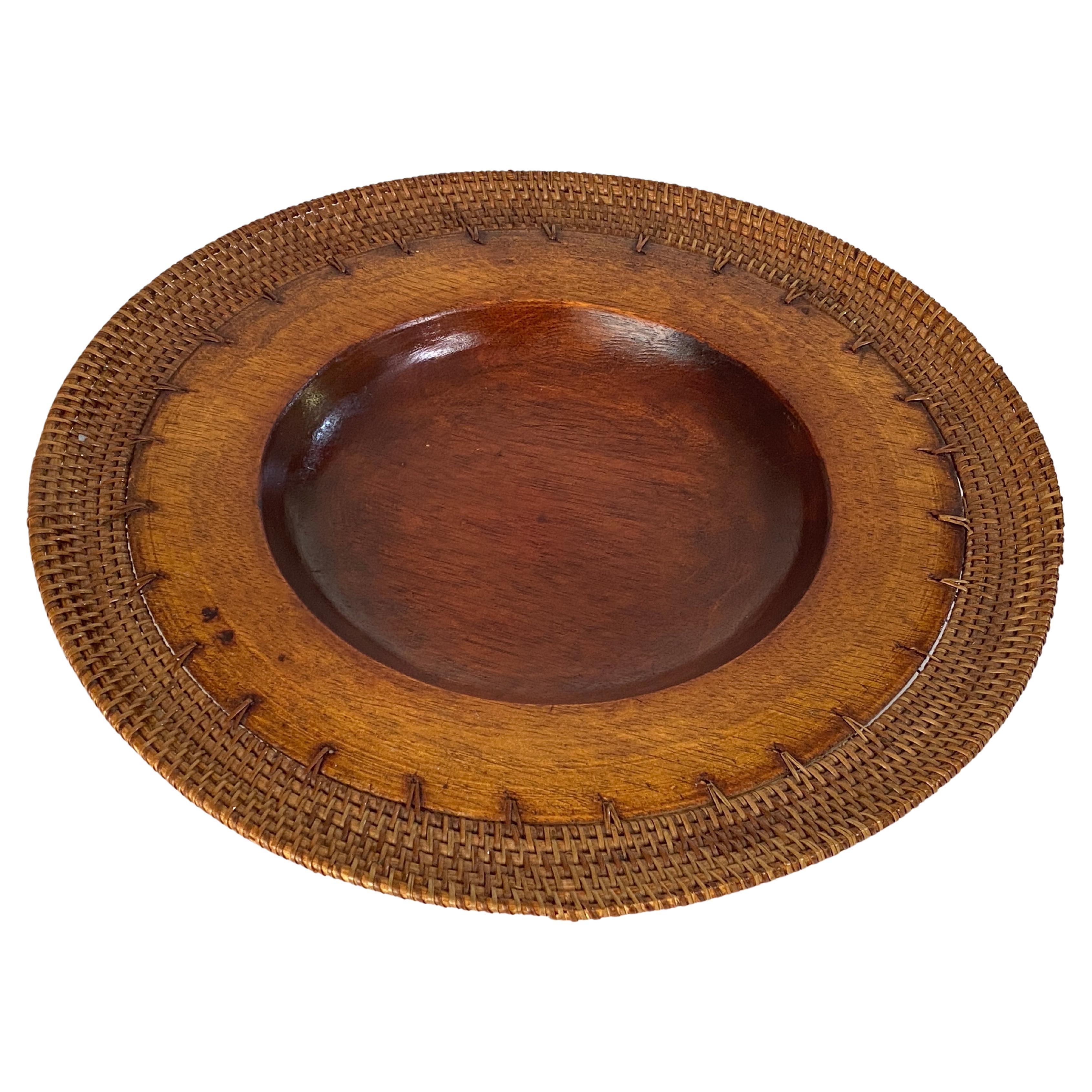 Large Decorative Scandinavian Wood Plate Old Patina Circa 1960  For Sale