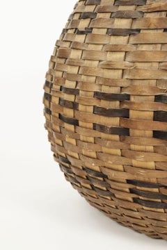 Large Decorative Splint Wood Lidded Basket