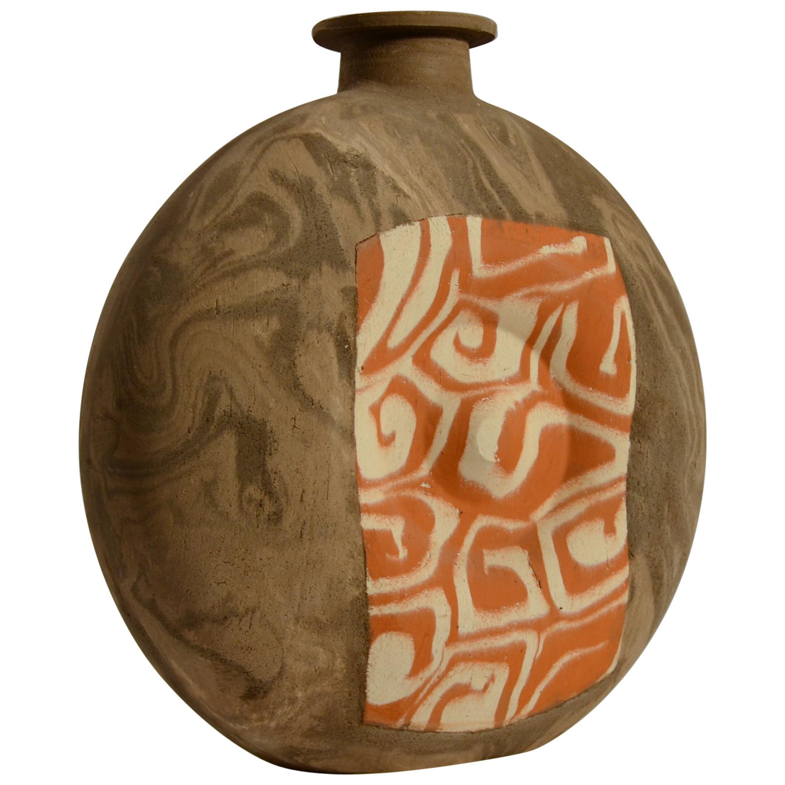 Large Decorative Studio Pottery Vases in Geometric Patterns and Earth Tones