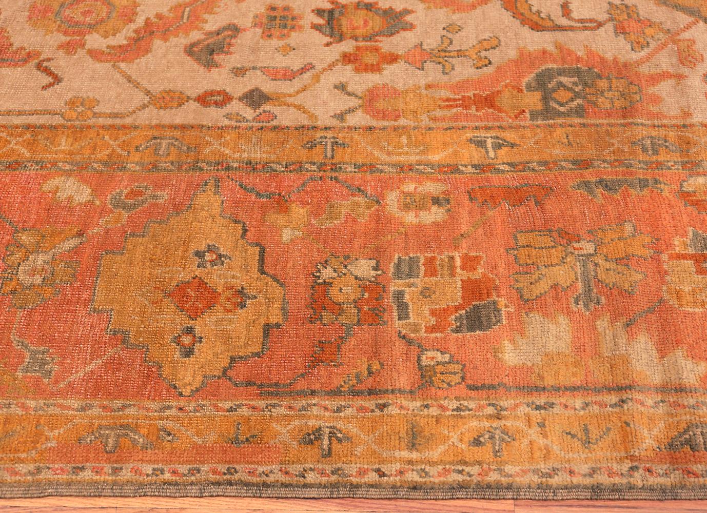Beautiful large and extremely decorative antique Turkish Oushak rug, country of origin / rug type: Turkish rug, circa 1900. Size: 11 ft. 4 in x 15 ft. 5 in (3.45 m x 4.7 m).