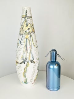 Large decorative vase from the 1950-60s, hand-painted with a mariachi and dancer