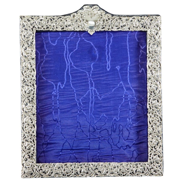 Large Decorative Victorian Silver Photo Frame For Sale at 1stDibs