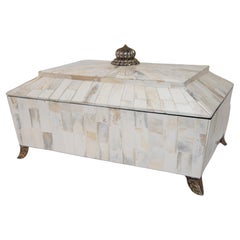 Large Decorative White Bone Footed Box by Maitland Smith